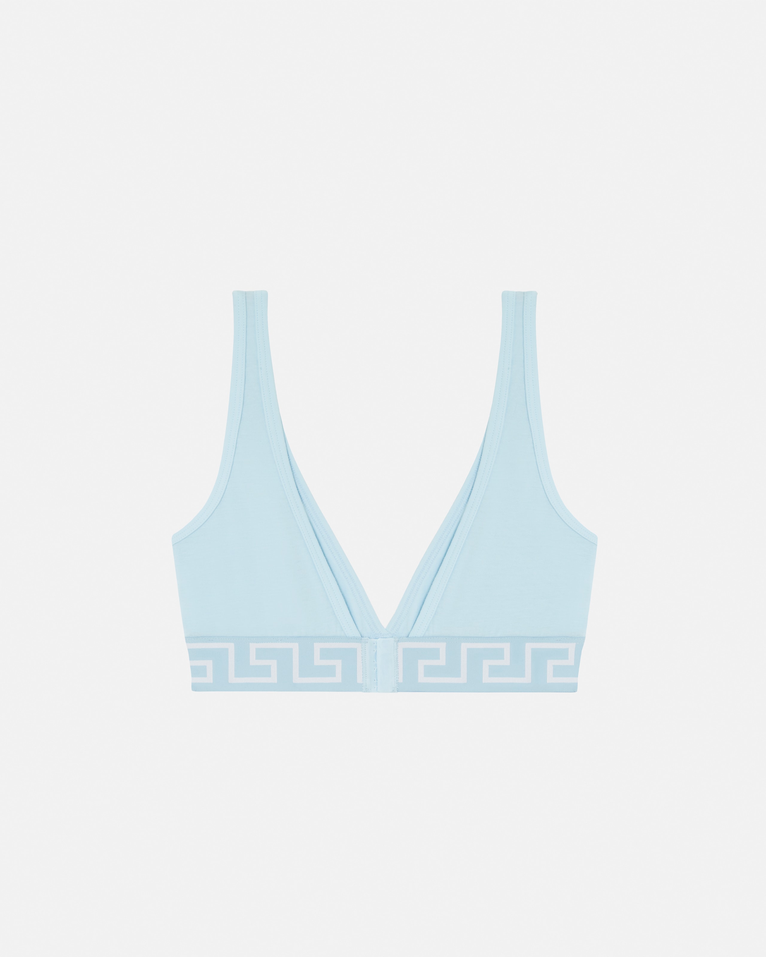 Versace Brassière Triangle À Bordure Greca In Blue