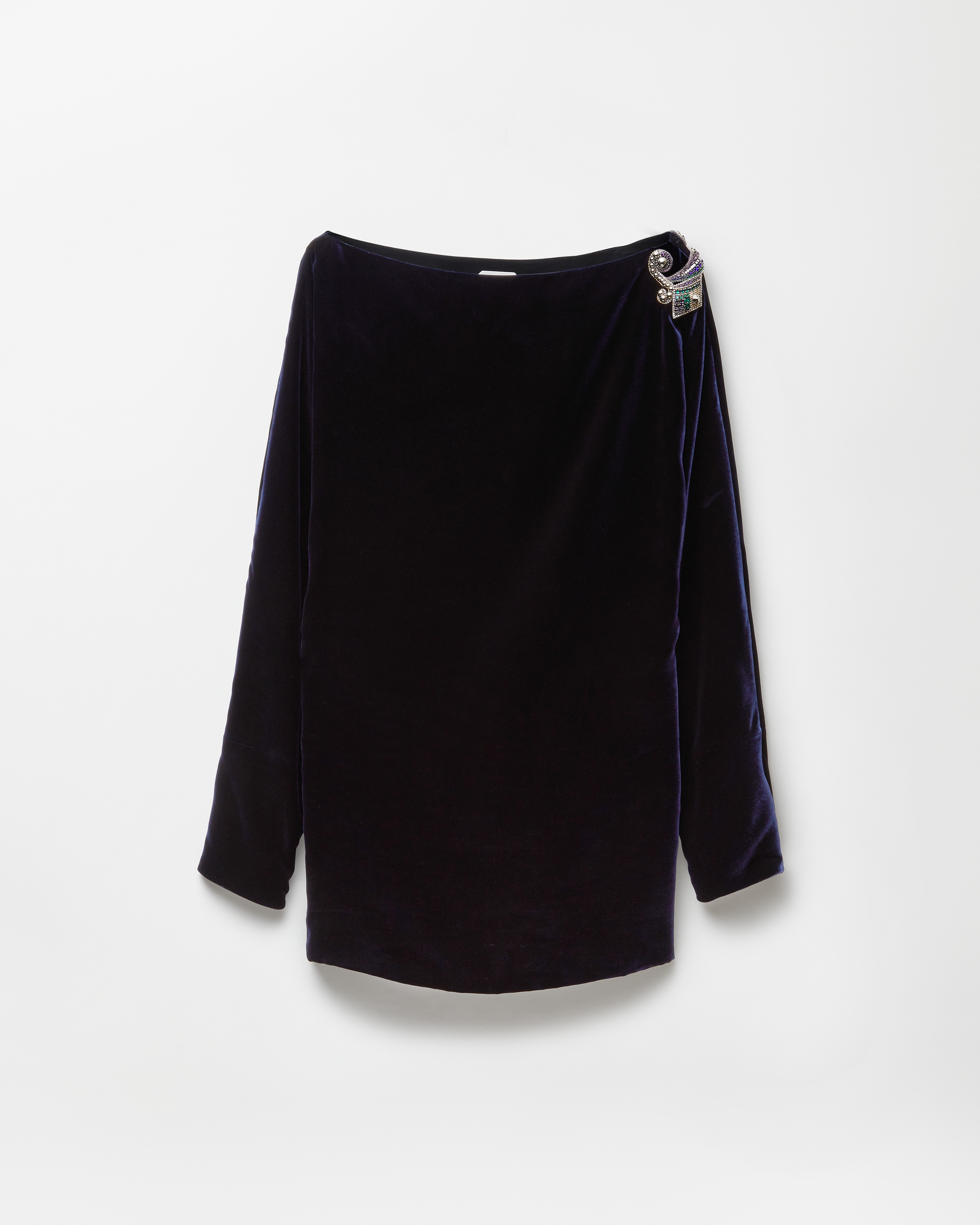 Versace Mini Robe En Velours Brodée In Bleu Marine