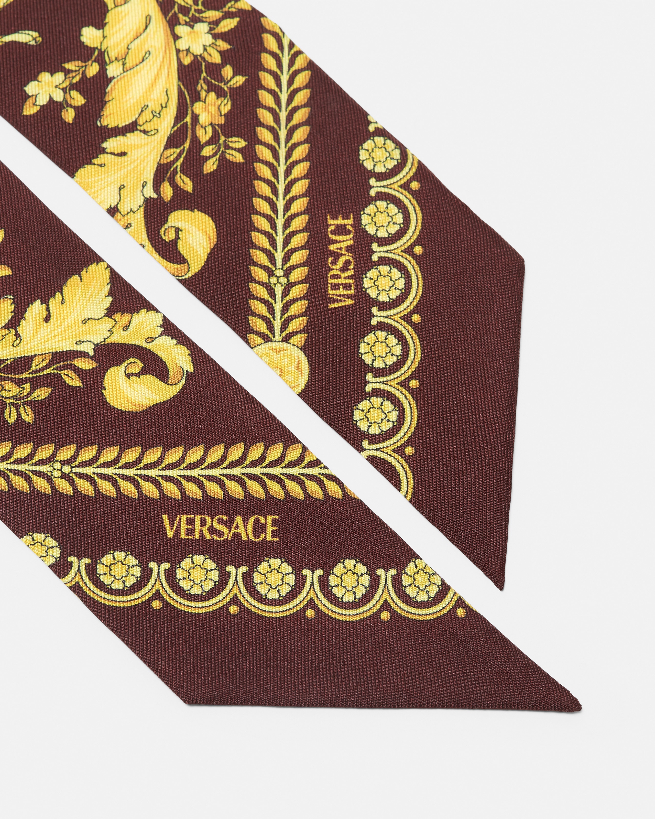 Versace Bordeaux Barocco Print Bandana Scarf In Multi