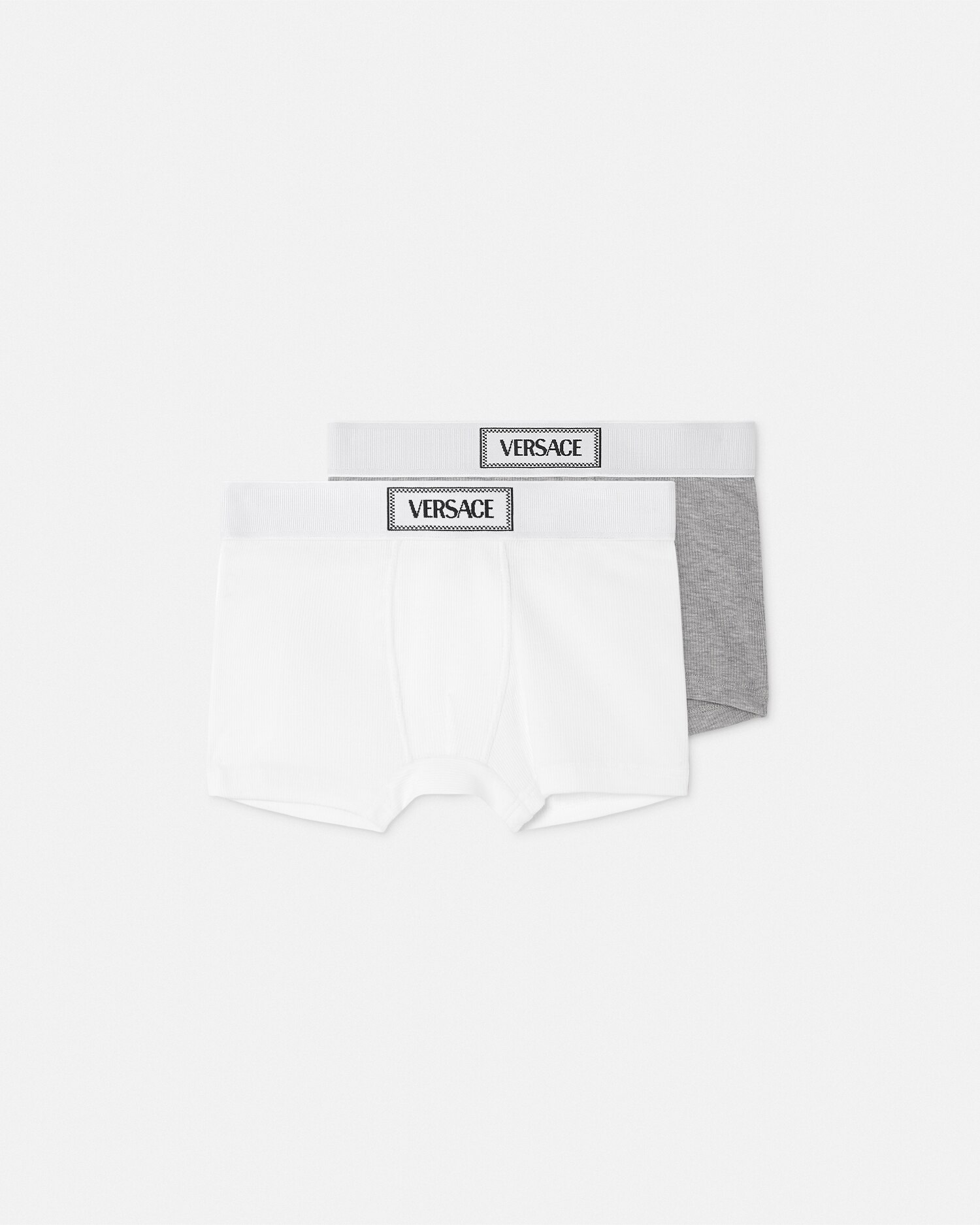 Versace 90s Vintage Logo Kids Trunks 2-pack In Blanc+argent