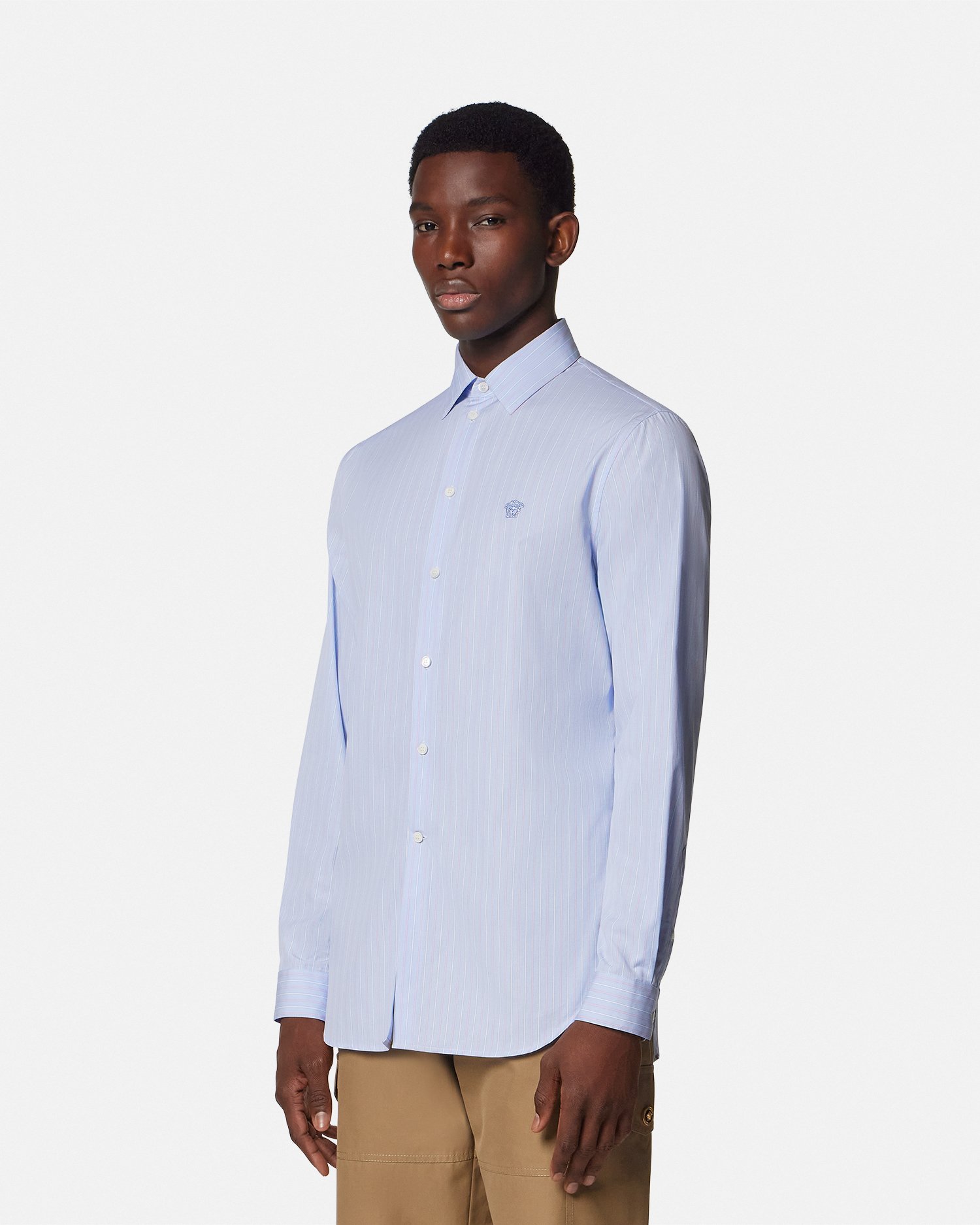 Embroidered Medusa Striped Shirt