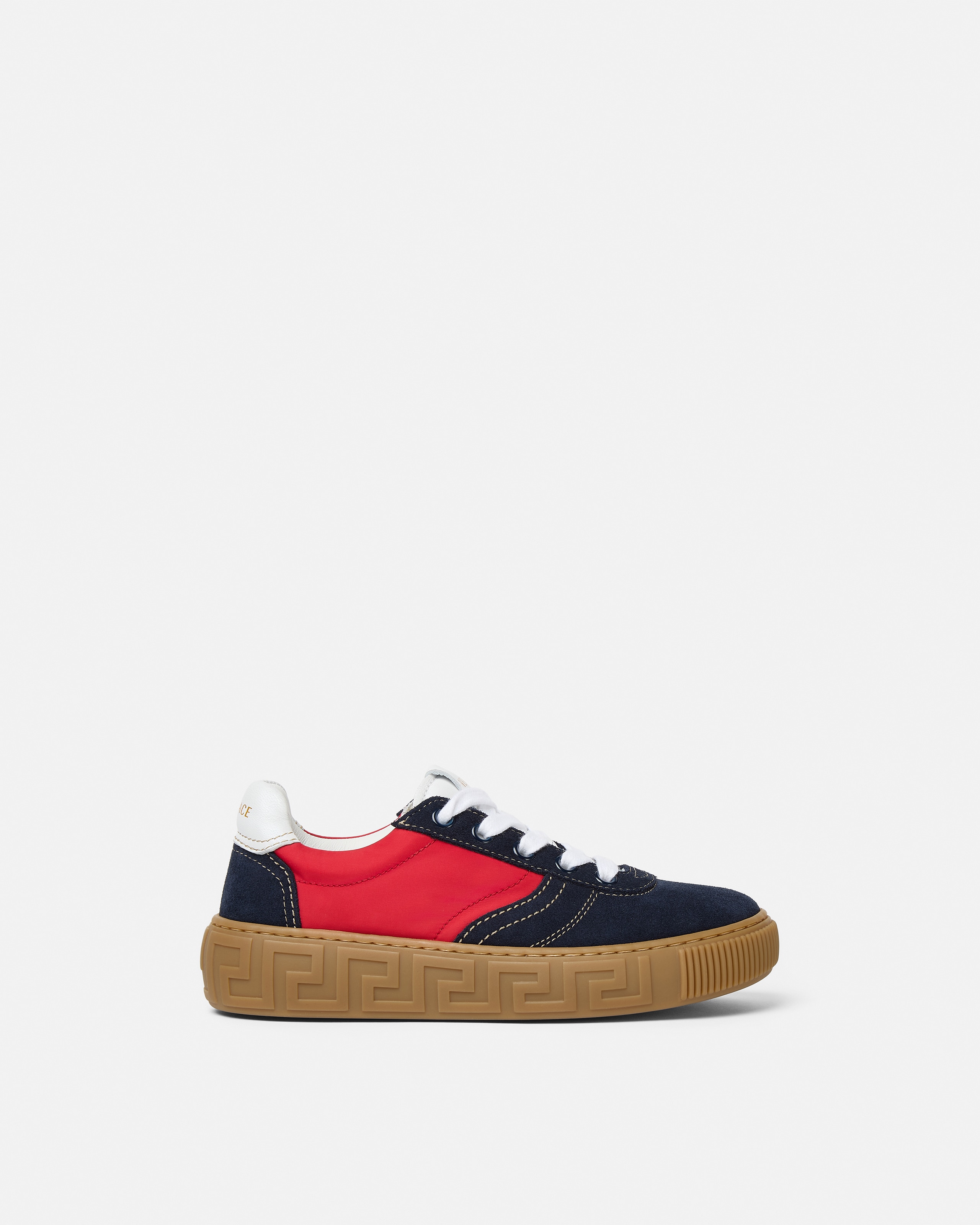 Versace Kids Suede Sneakers In Blue