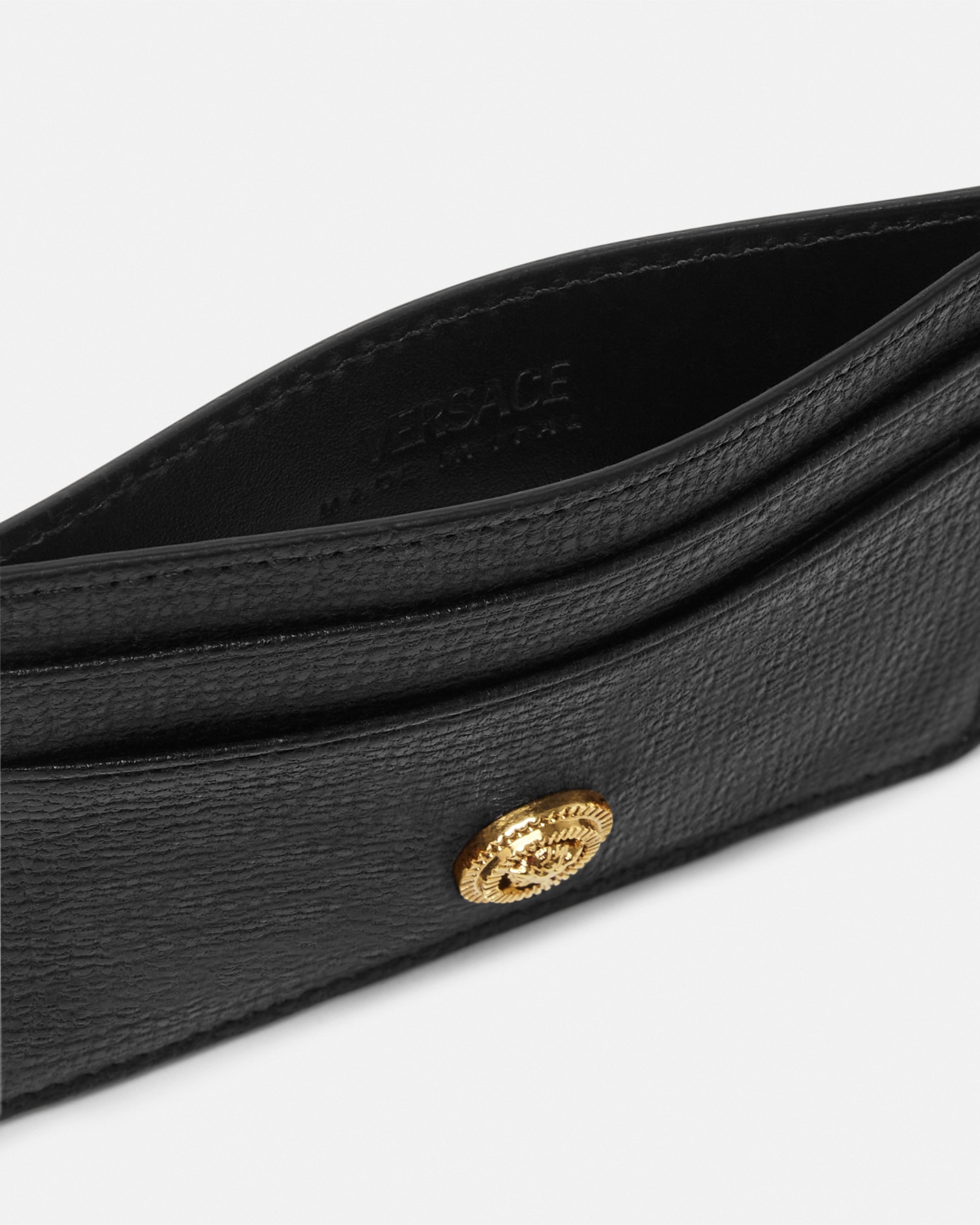 Versace Medusa Biggie Cardholder In Black+gold