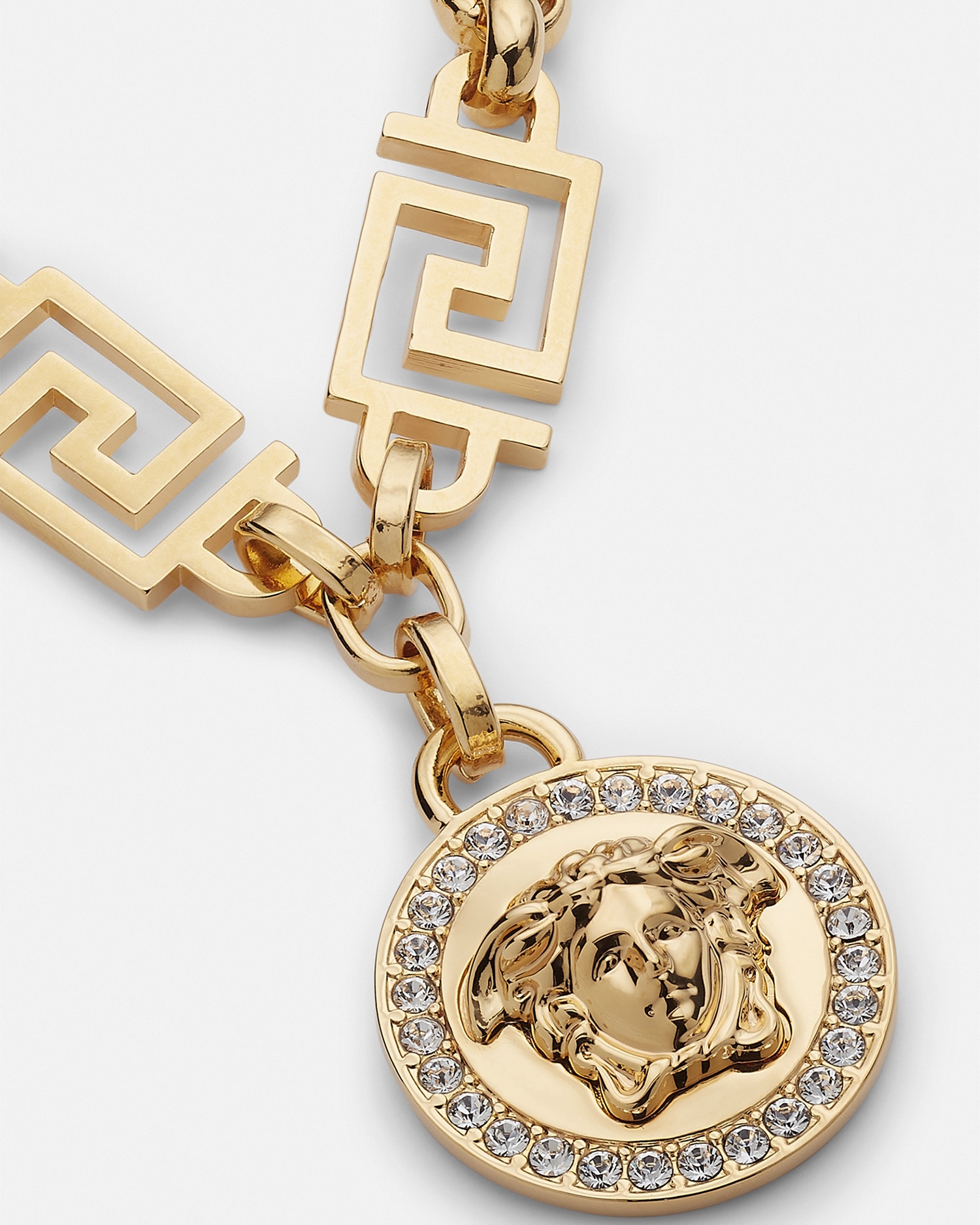 Shop Versace Crystal La Medusa Greca Bracelet In Gold