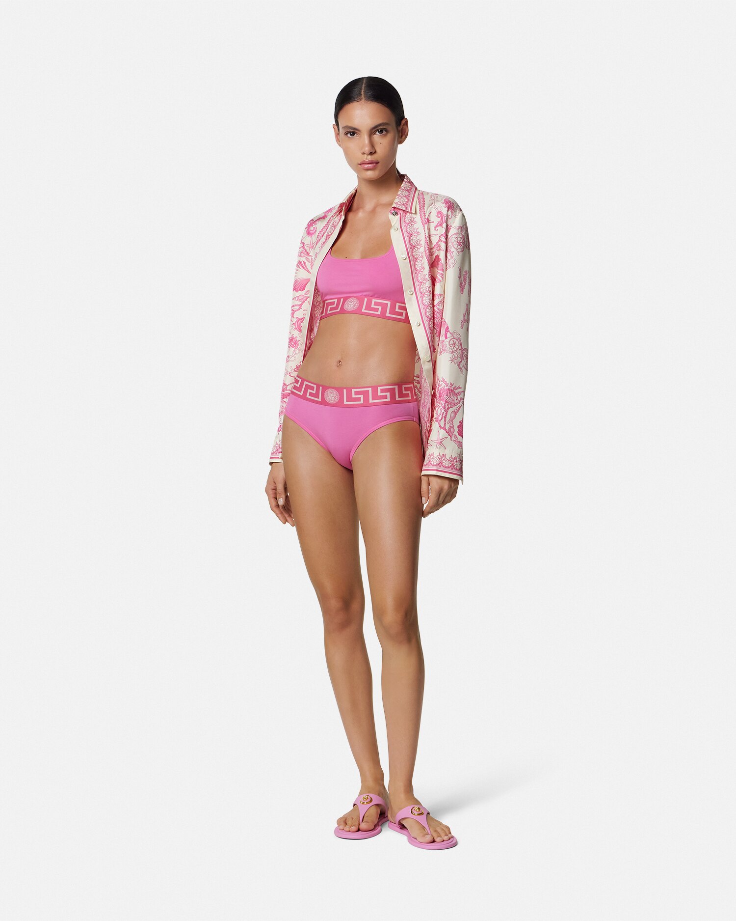 Versace Brassière Décolletée À Bordure Greca