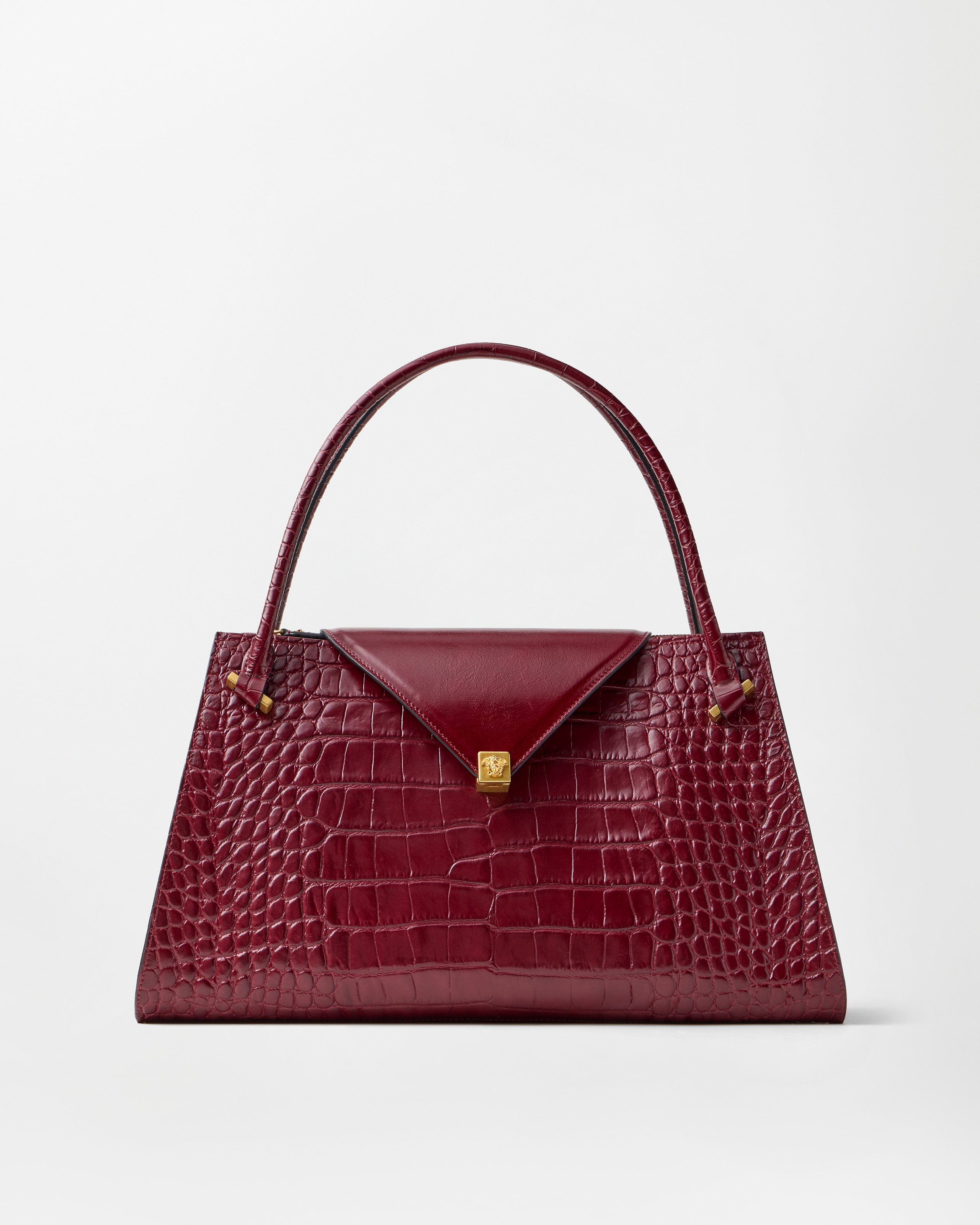 Versace Severine Croc-effect Leather Large Shoulder Bag In Red