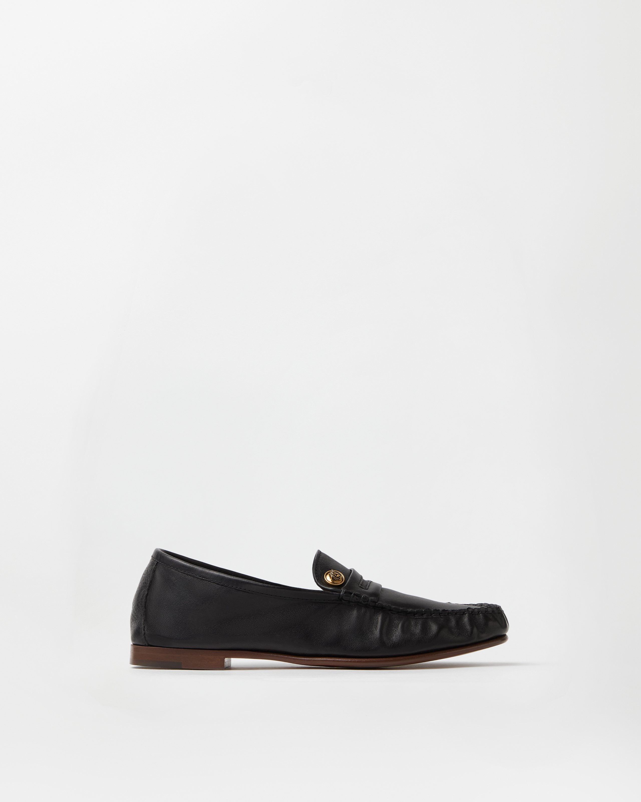 Versace Guanto Leather Moccassins In Black