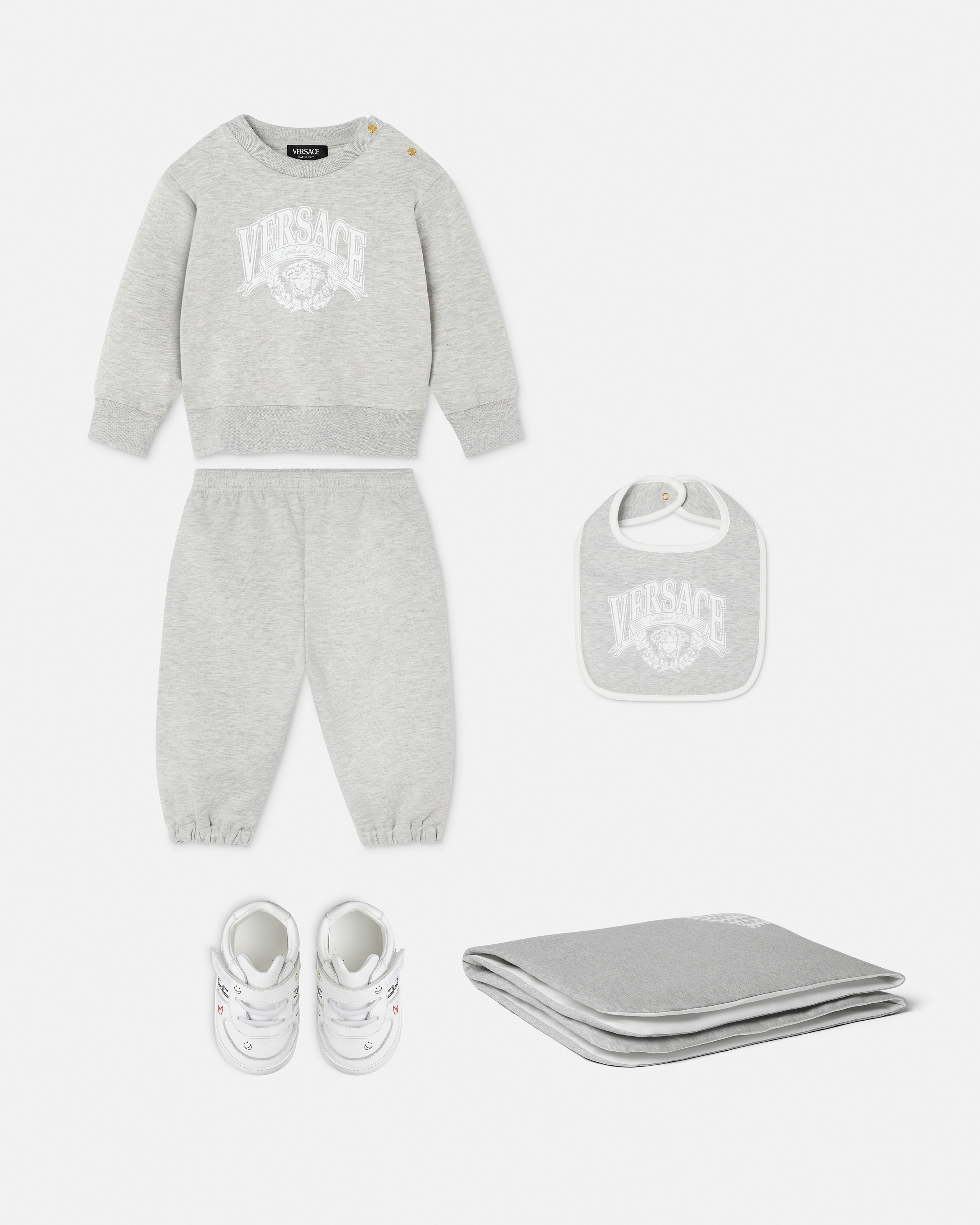 Versace Baby Printed Cotton-jersey Sweatshirt Set In Gray