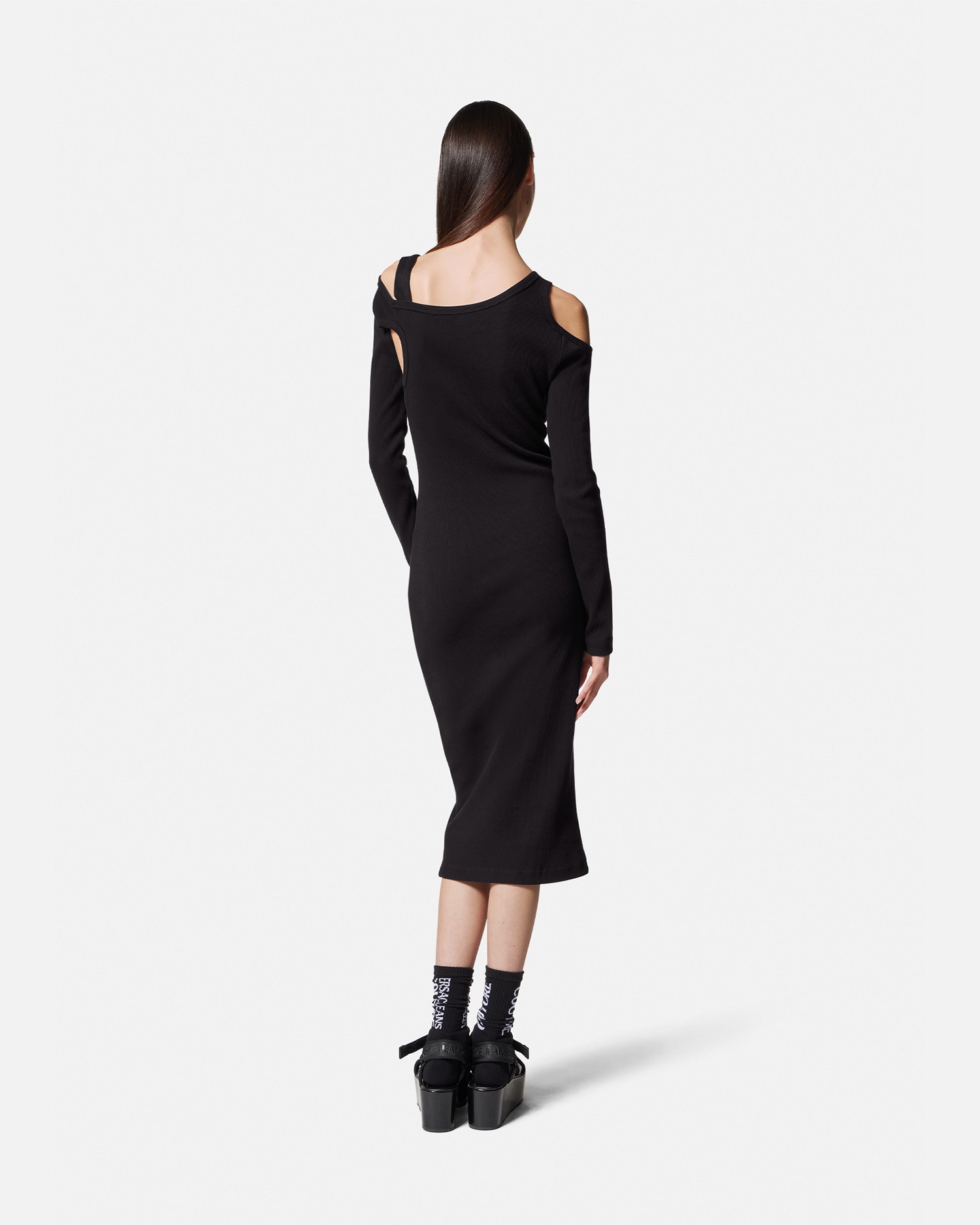 Baroque Buckle Cutout Midi Dress