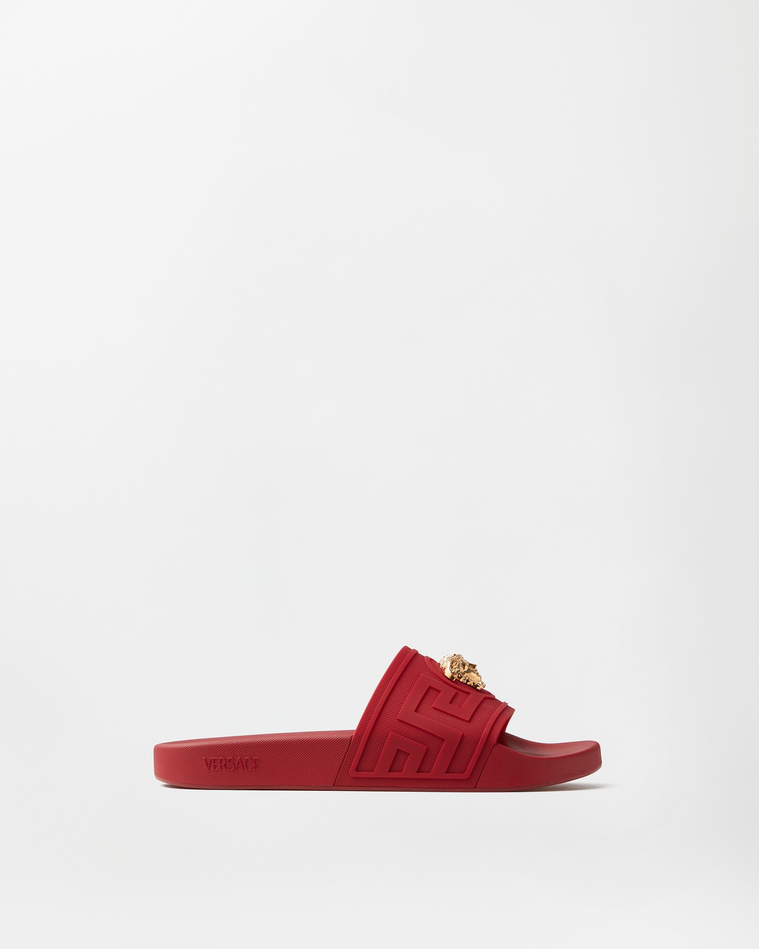 Versace La Medusa Rubber Sliders In Red