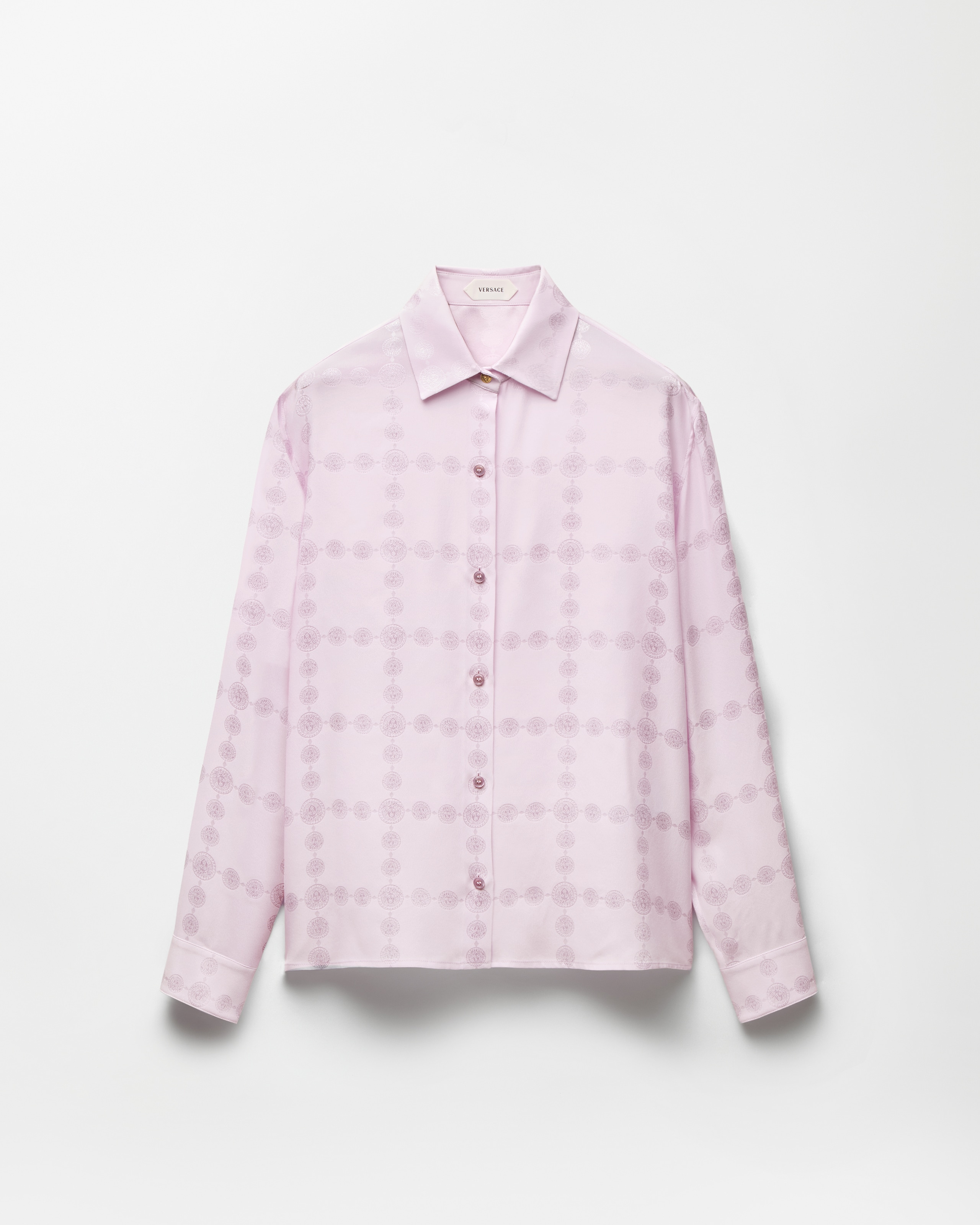 Versace Jacquard Silk Crêpe Satin Shirt In Lilac
