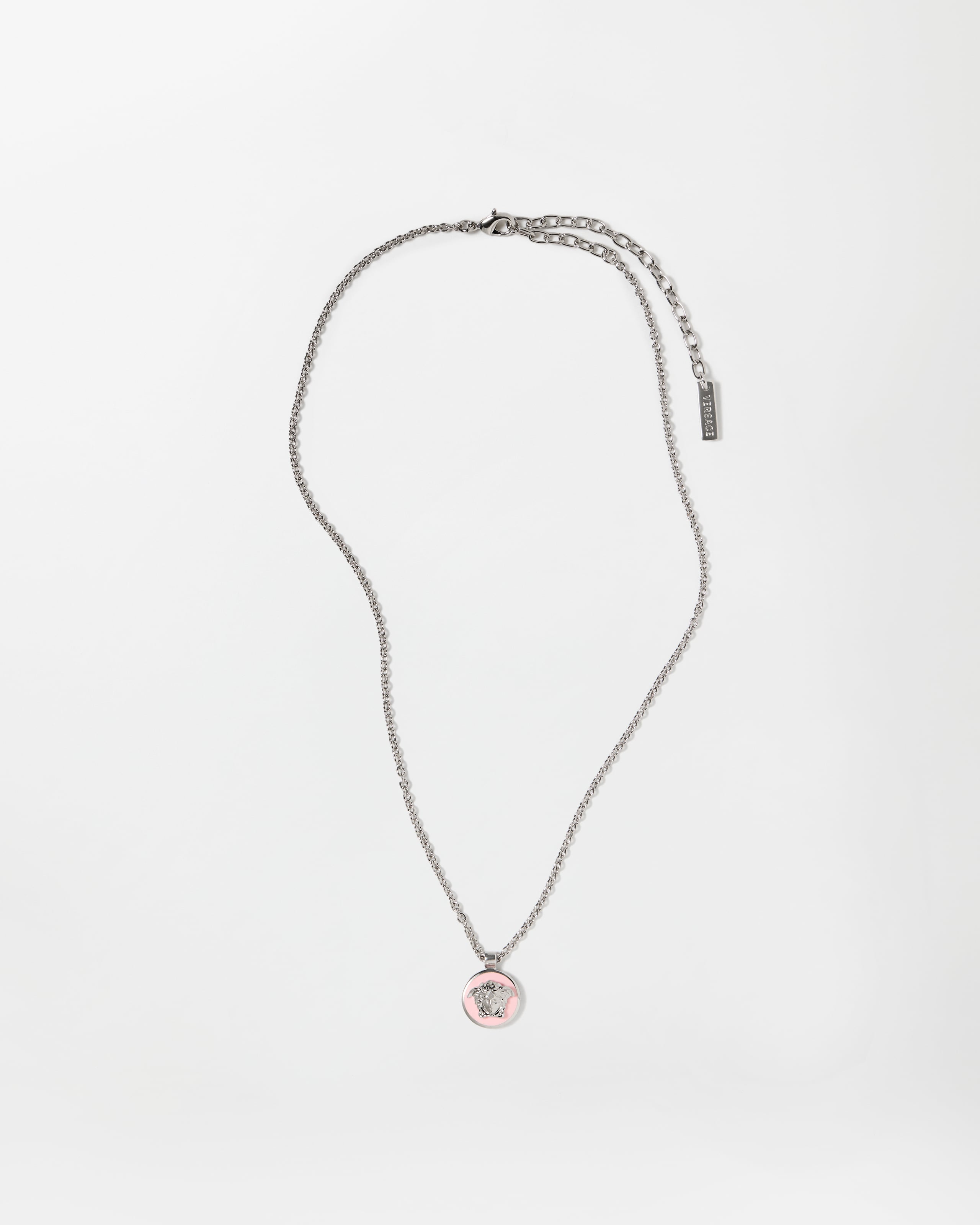 Versace Medusa Necklace In Silver+pink