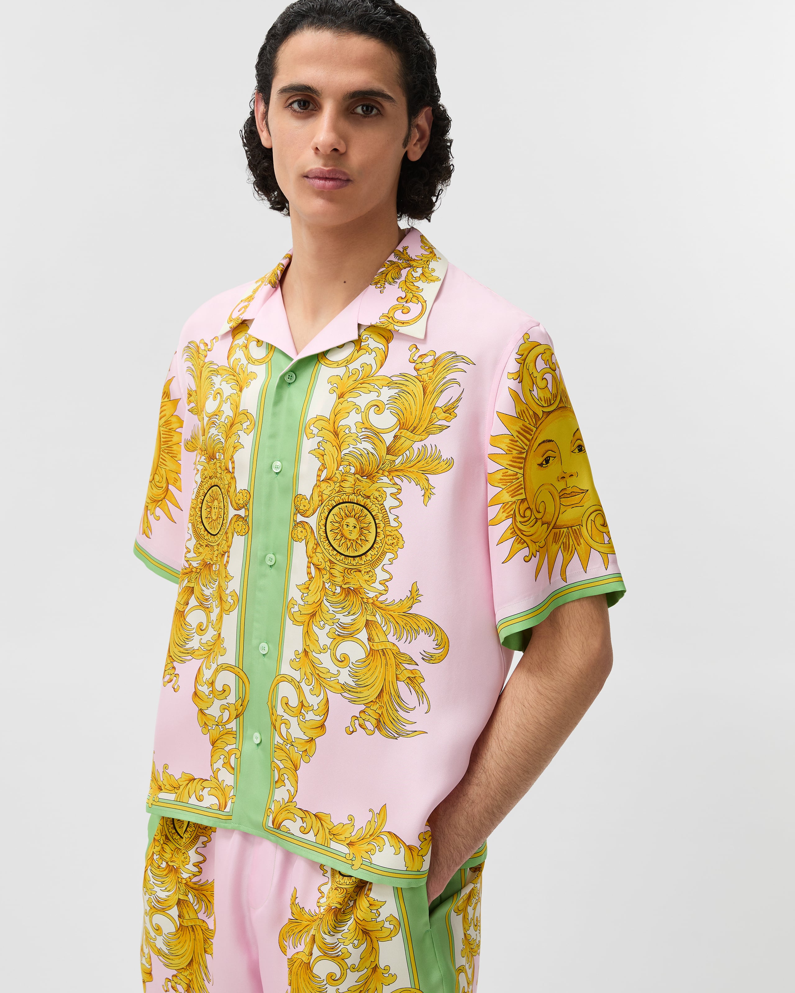 Versace Printed Silk Twill Shirt In Multi