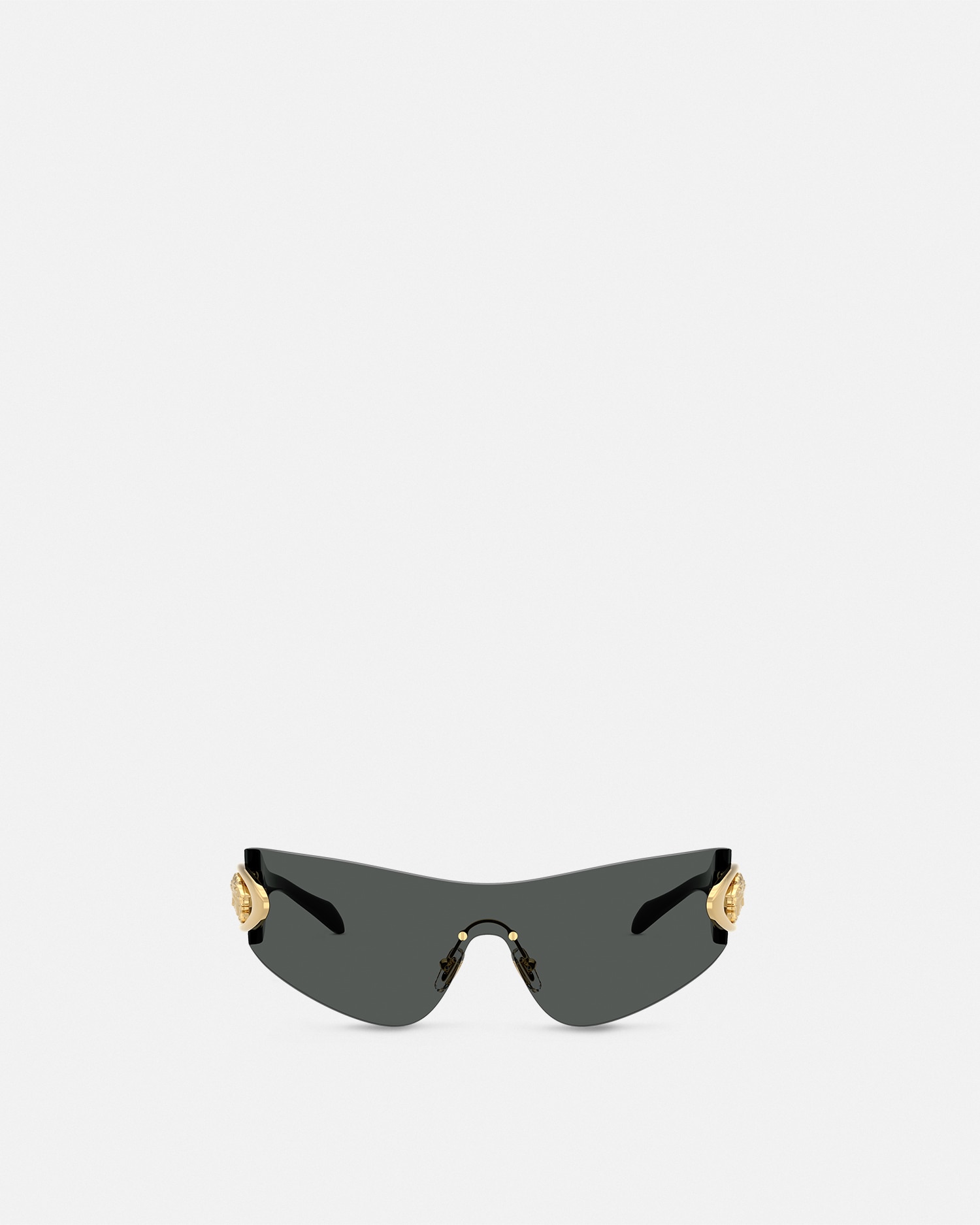 Versace Eclipse Wrap Sunglasses In Black+gold