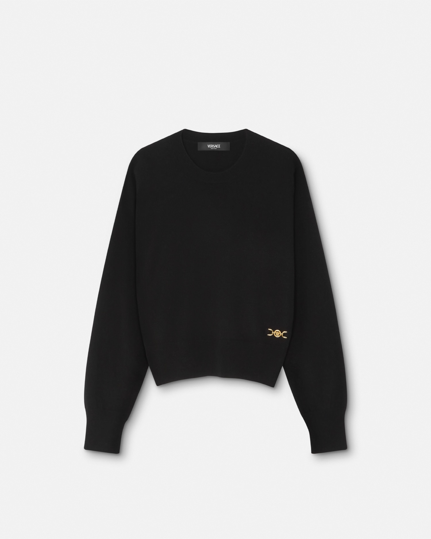 Versace Cashmere-blend Knit Boxy Sweater In Black