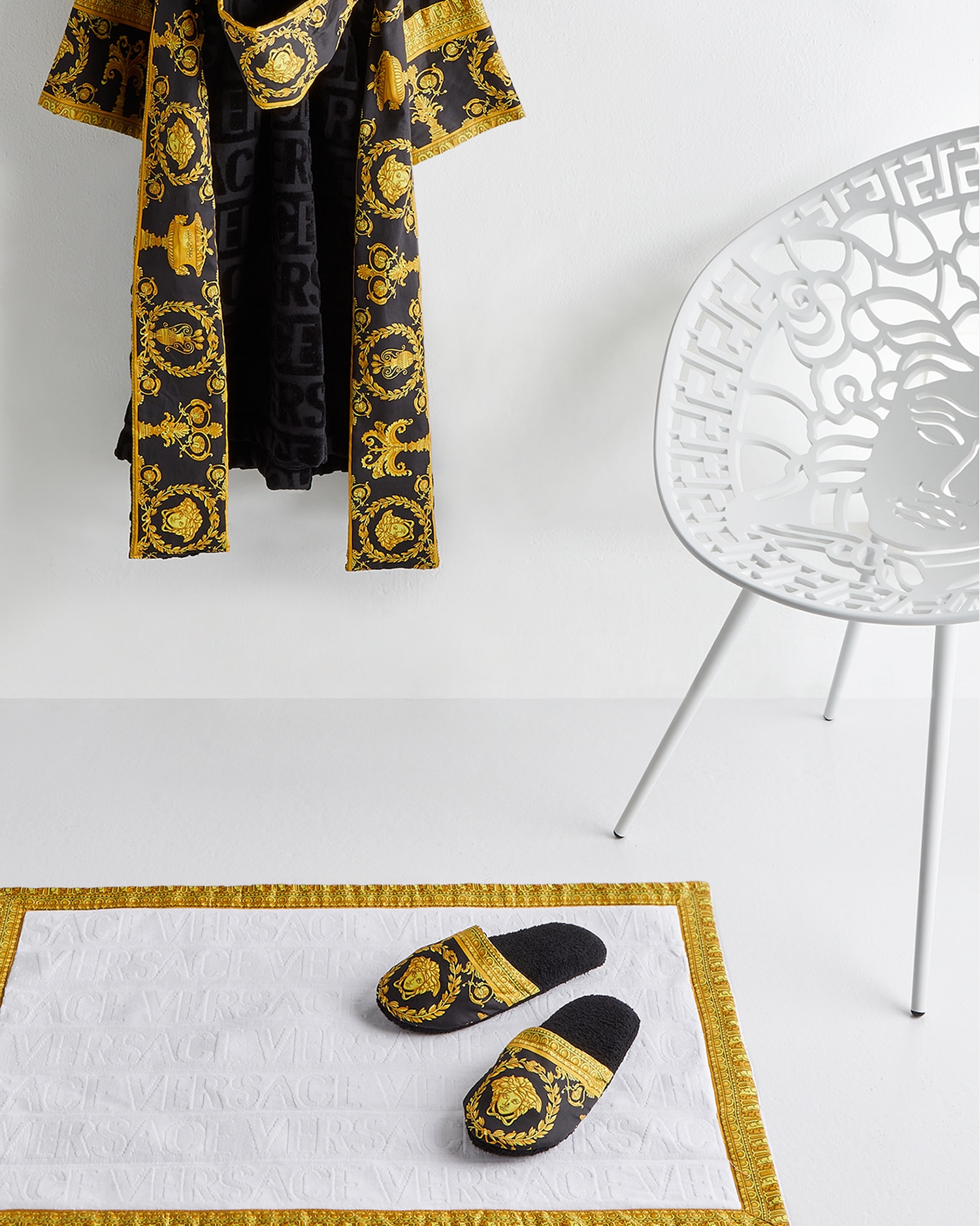 Versace Large I Love Baroque Slippers In Black