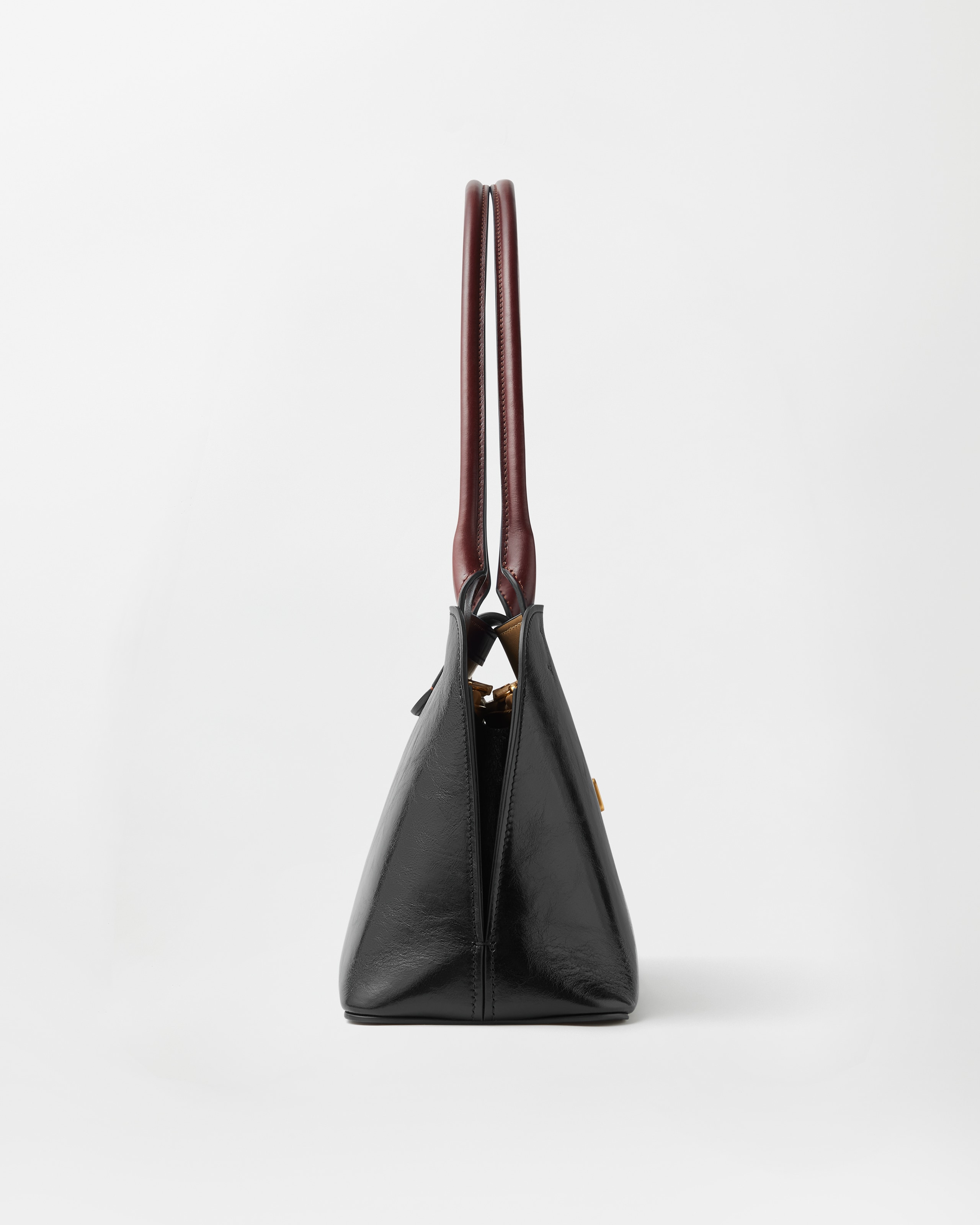 Versace Vivian Medium Two-tone Textured-leather Shoulder Bag In Black