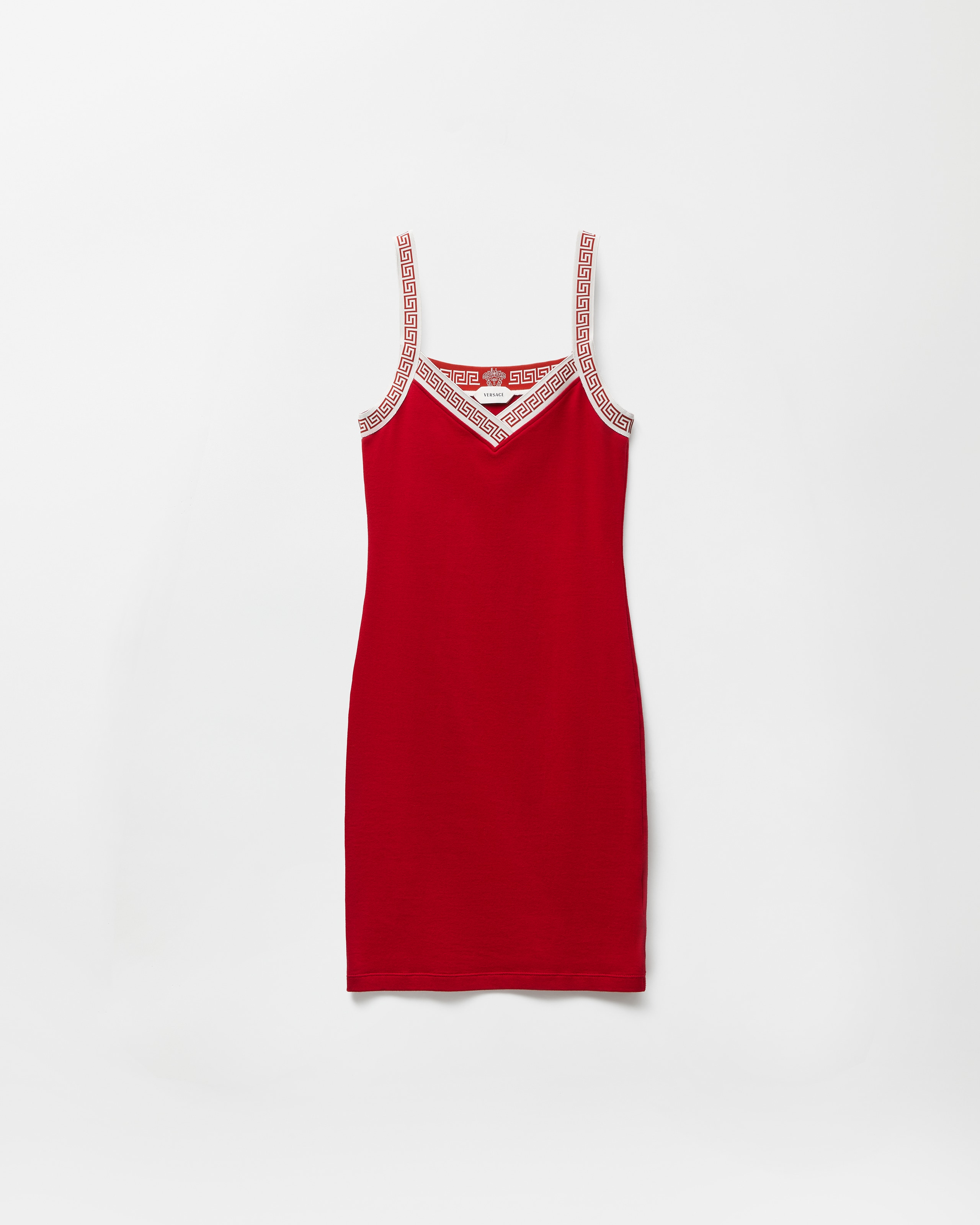 Versace Mini Robe En Jersey De Coton Et Jacquard In Red