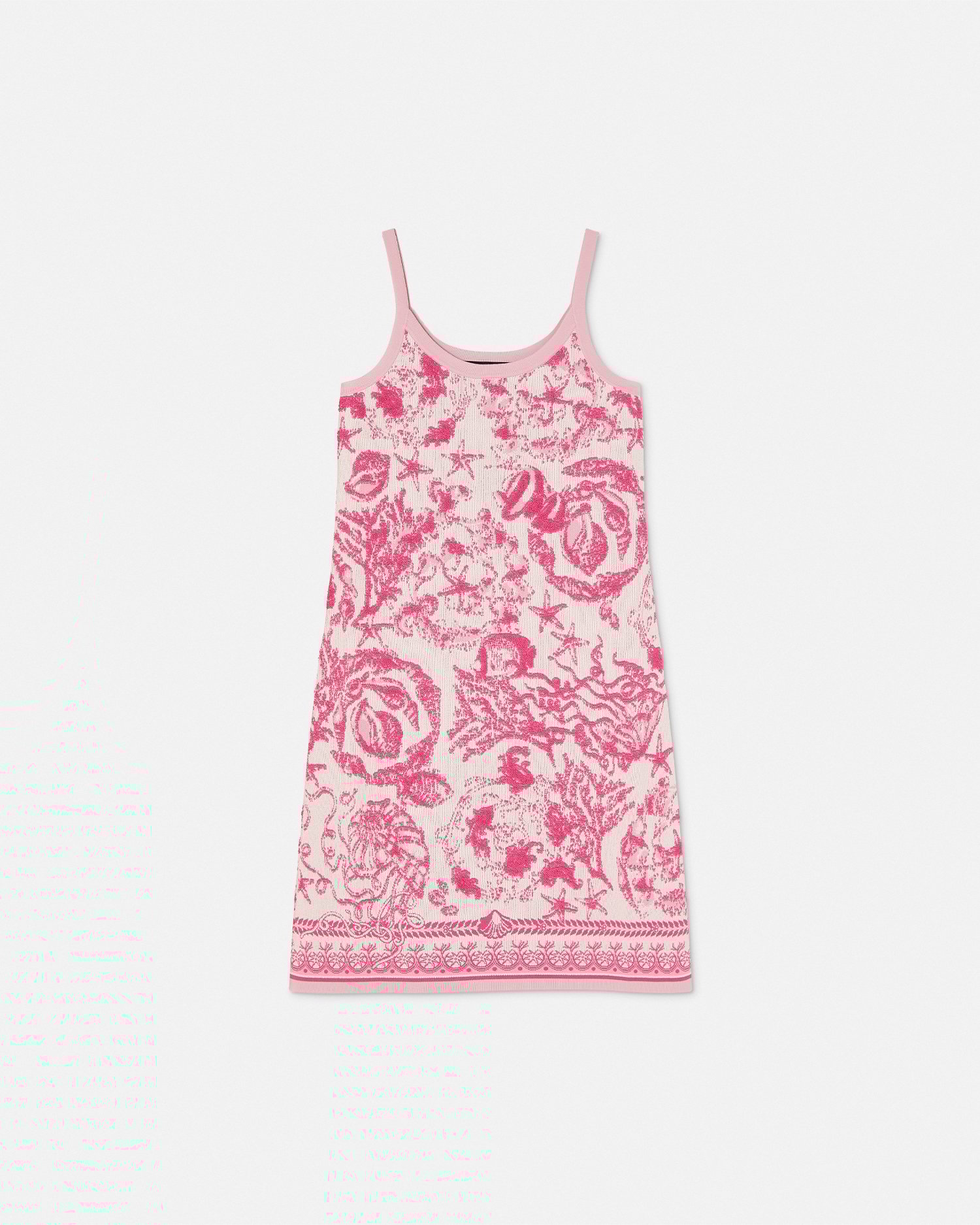 Versace Pink Underwater Barocco A-line Knit Minidress In Pink