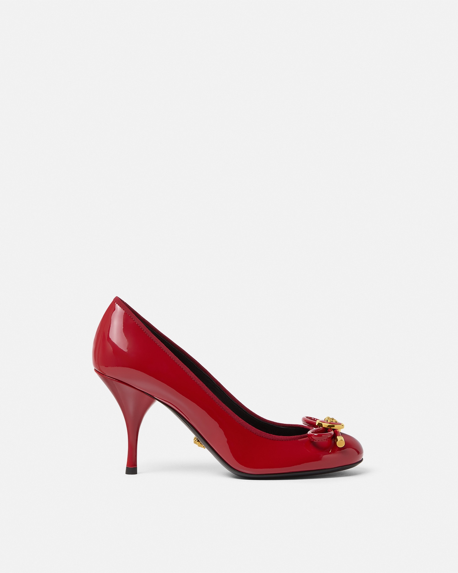 Versace Opera Bow Patent Pumps In Red