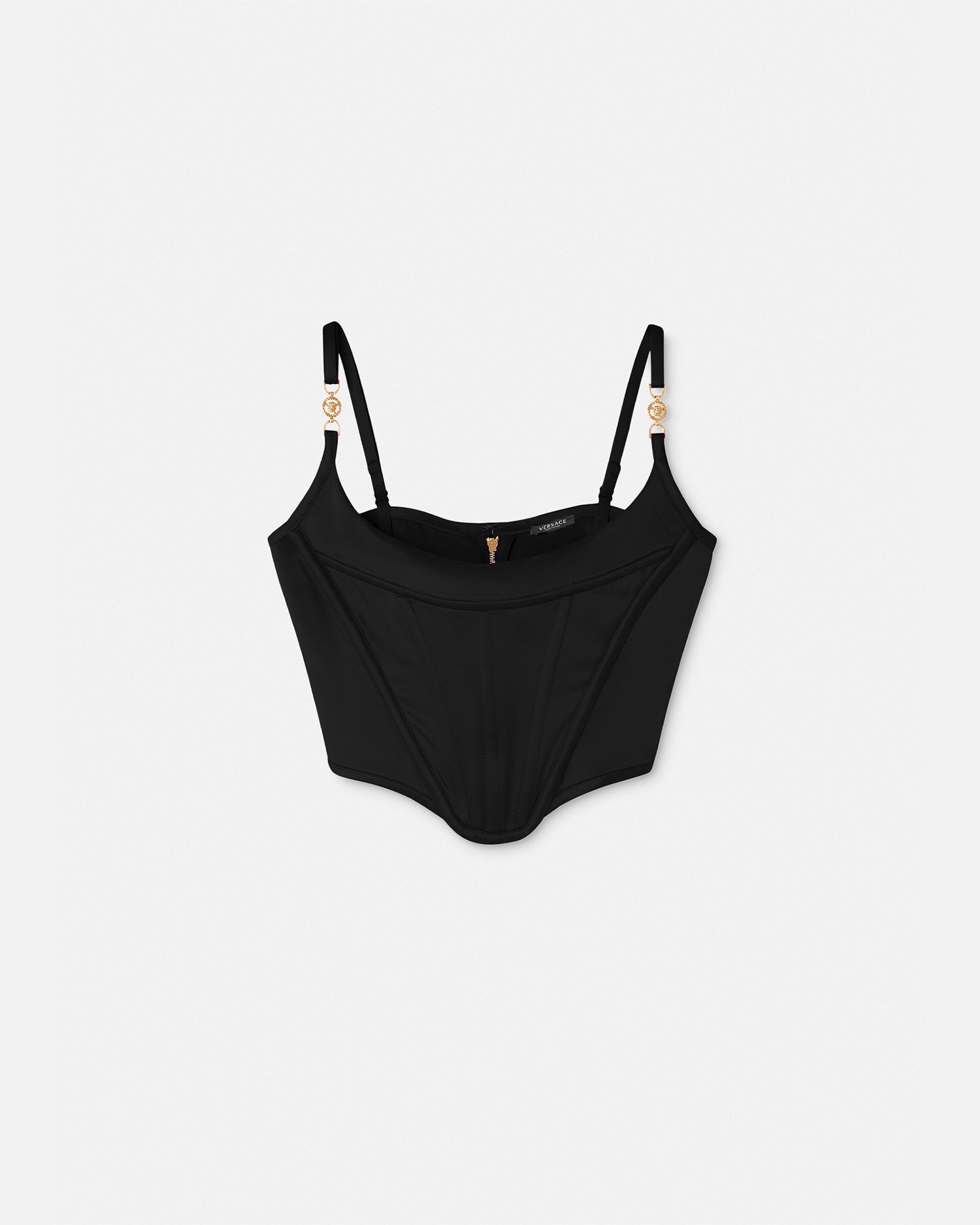 Shop Versace Haut Corset En Satin Medusa '95 In Black