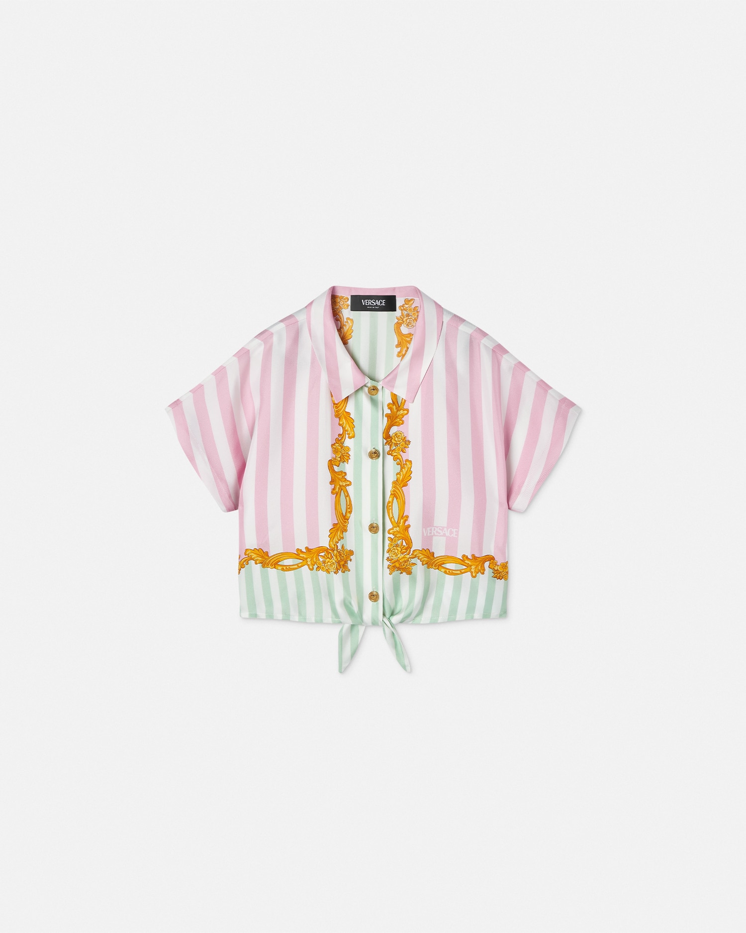 Versace Chemise Barocco Pinstripe Kids En Soie