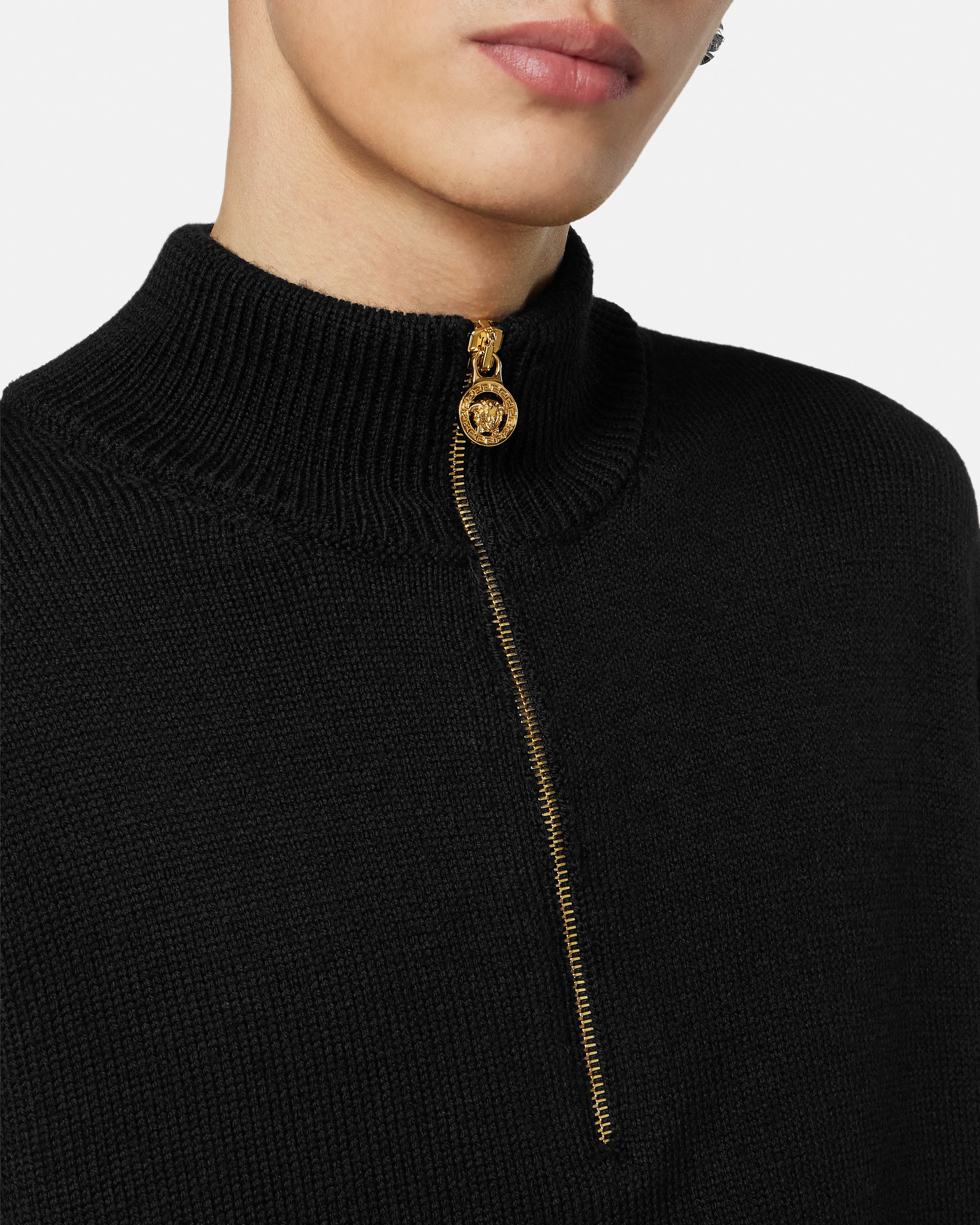 Wool-Blend Half-Zip Knit Sweater