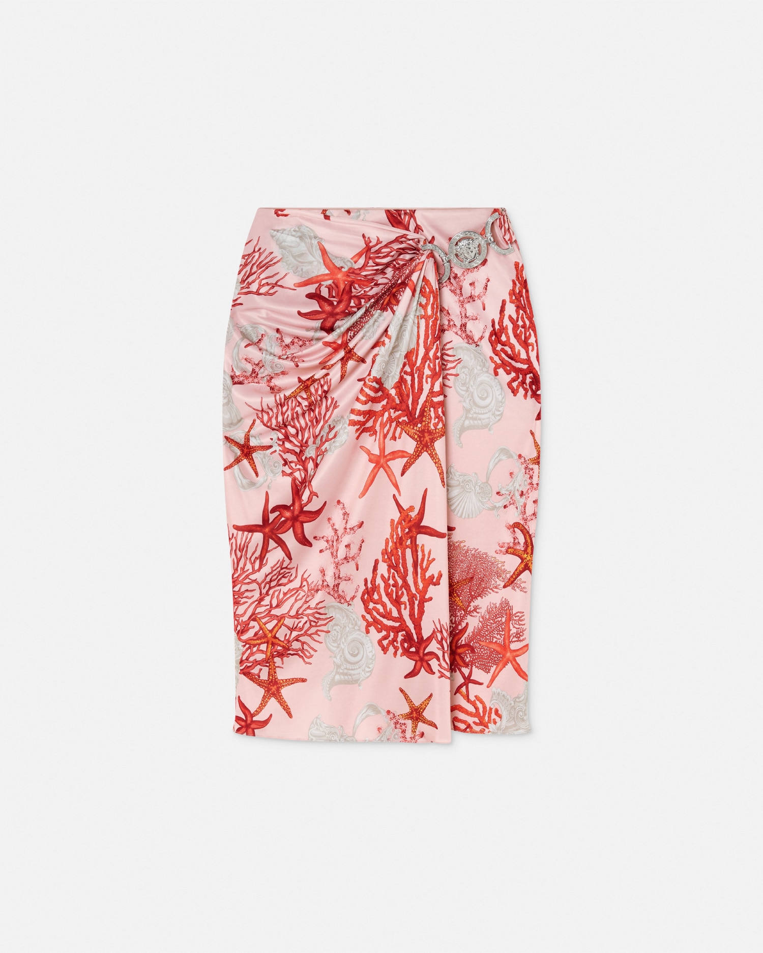 Versace Holiday Print Medusa Skirt In Pink+print