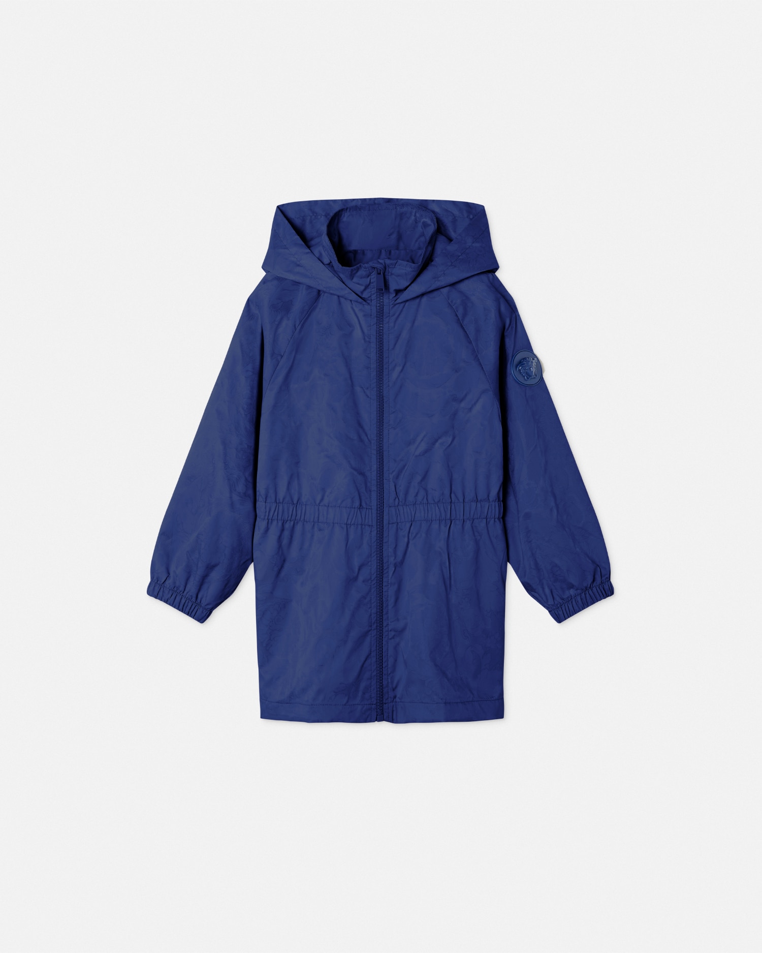 Versace Barocco Jacquard Kids Parka In Blue