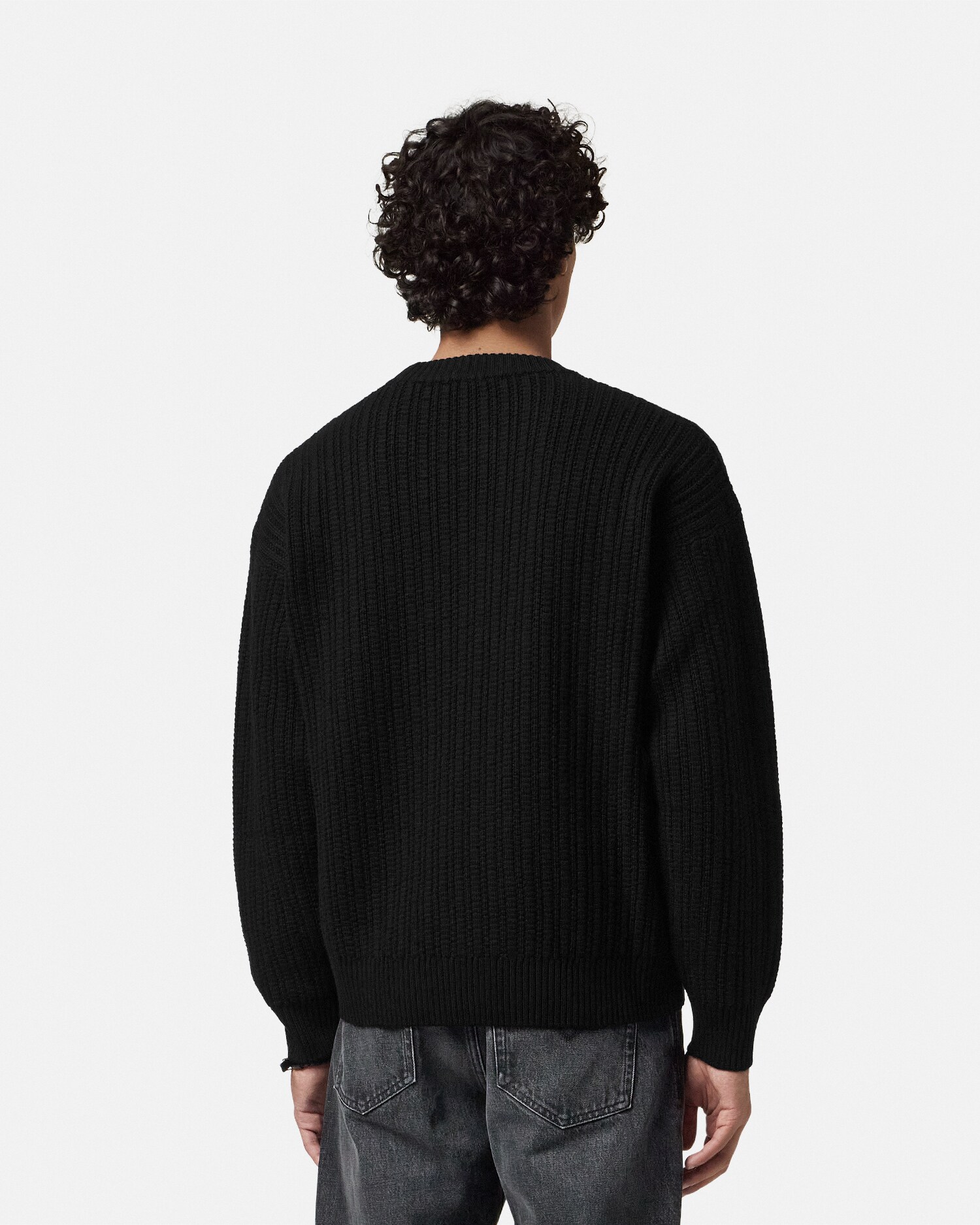 Embroidered Medusa Ribbed Knit Sweater | VERSACE US