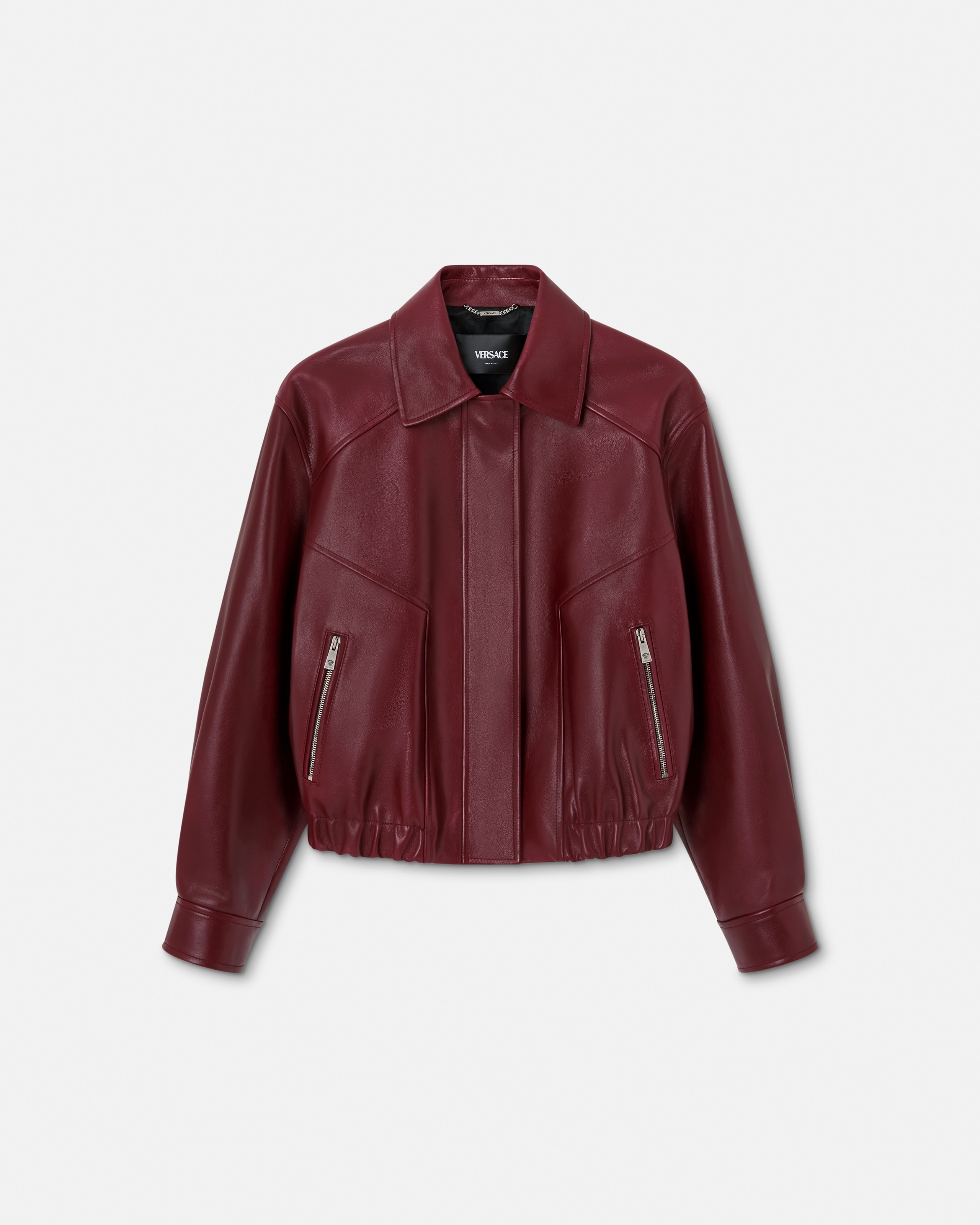 Versace Blouson En Cuir In Burgundy