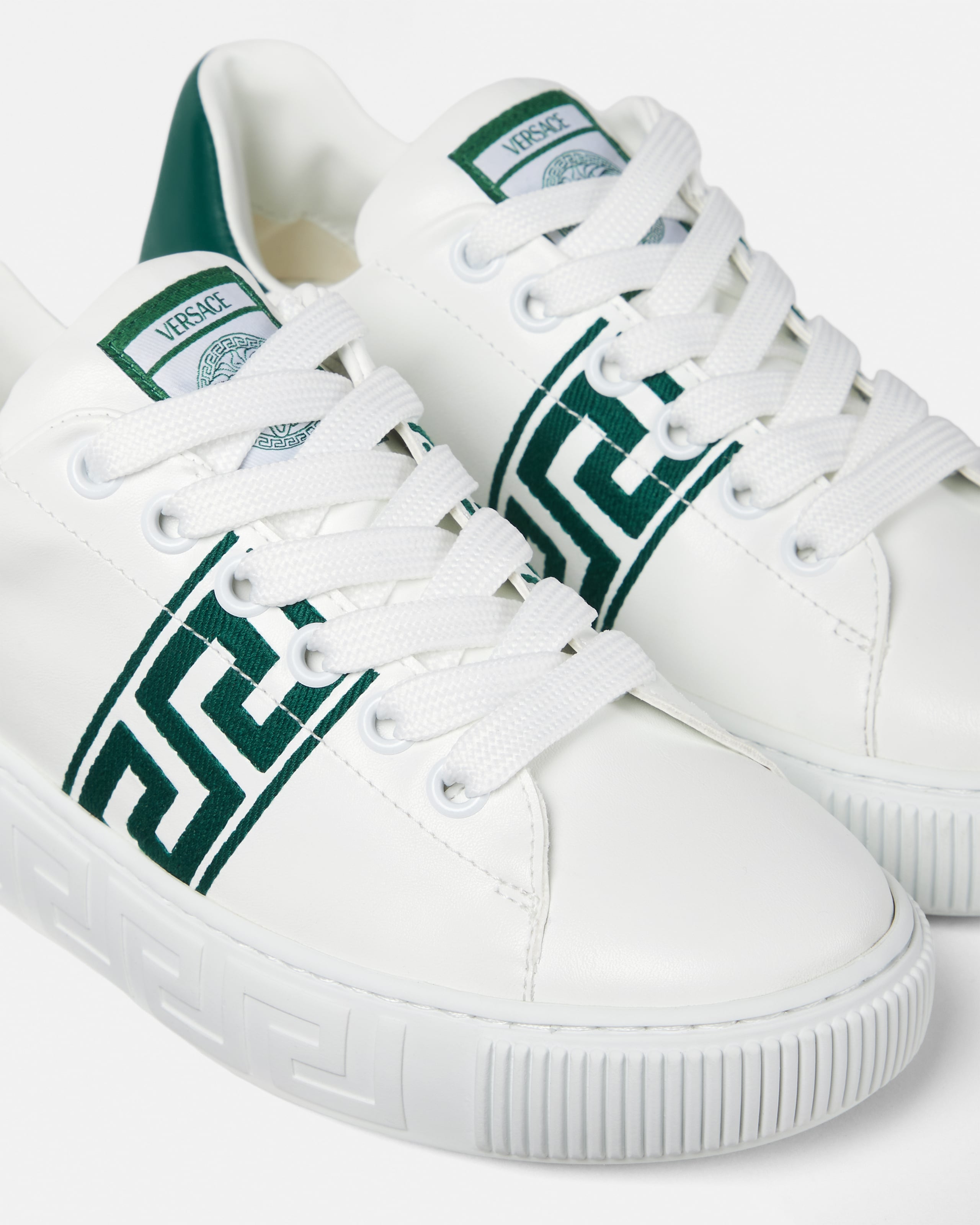 Kids Greca Embroidered Nylon Sneakers