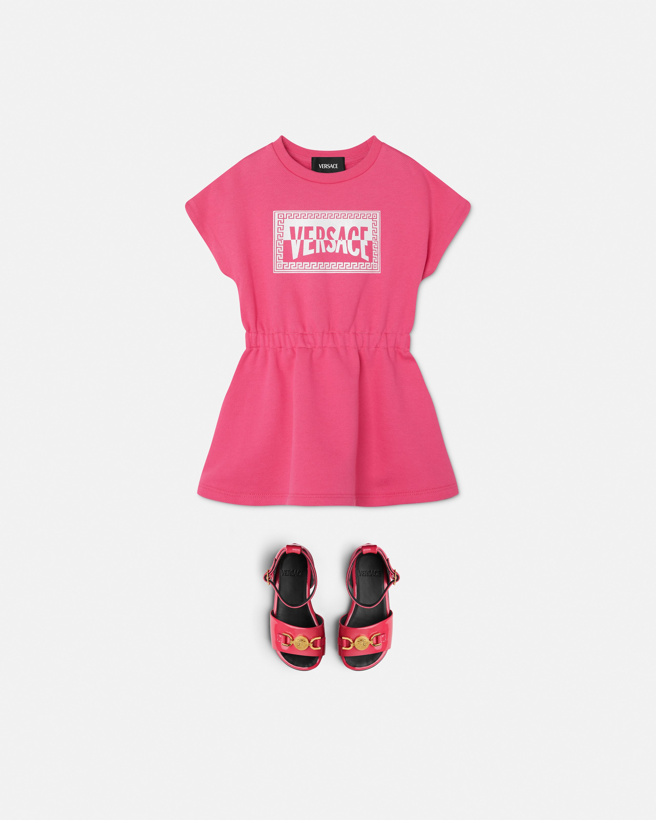Versace Kids Printed Cotton-jersey Sweatshirt Dress In Pink