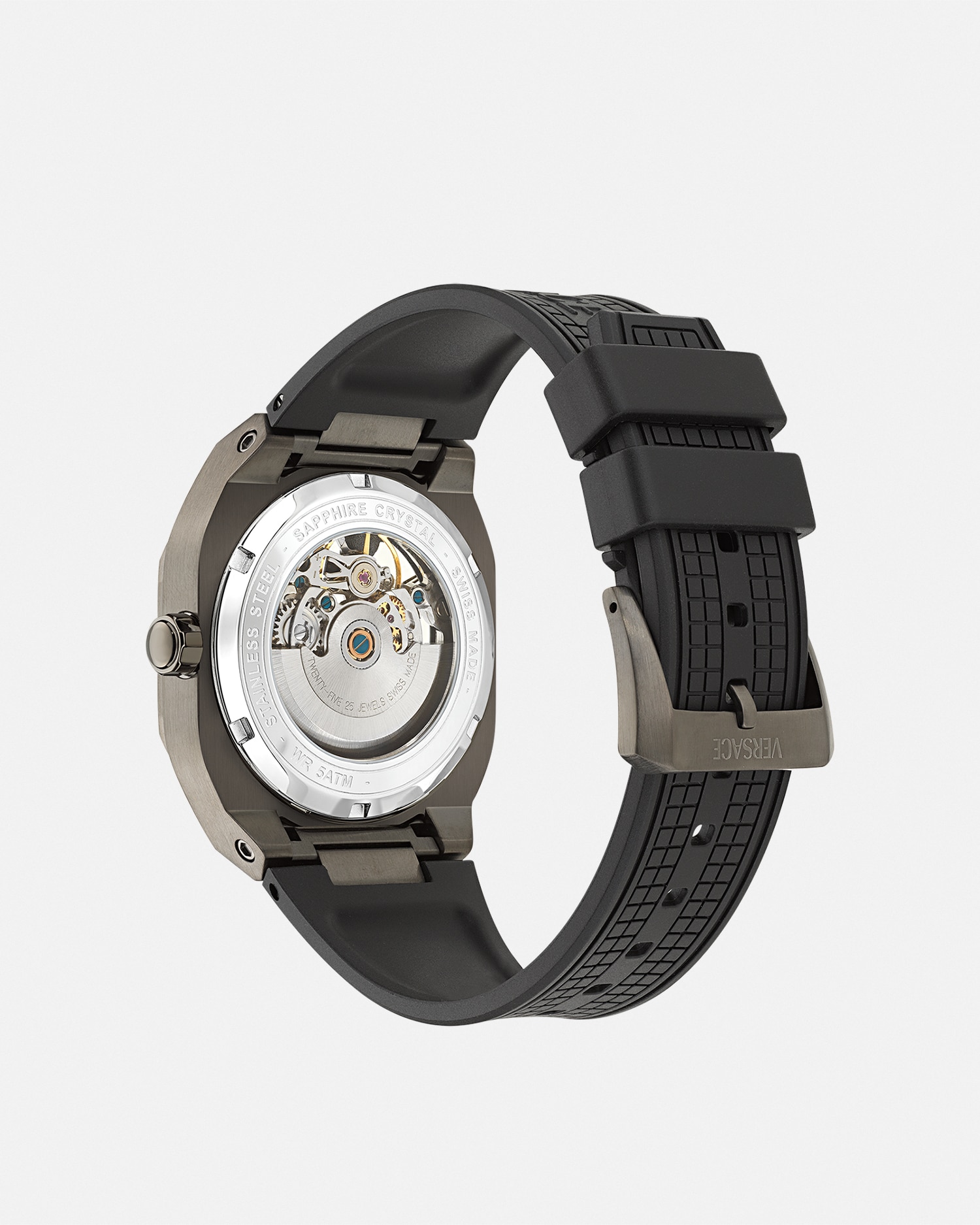 Versace Men's Swiss Automatic V-contempo Gmt Black Tpu Strap Watch 40x48mm In Burgundy+black