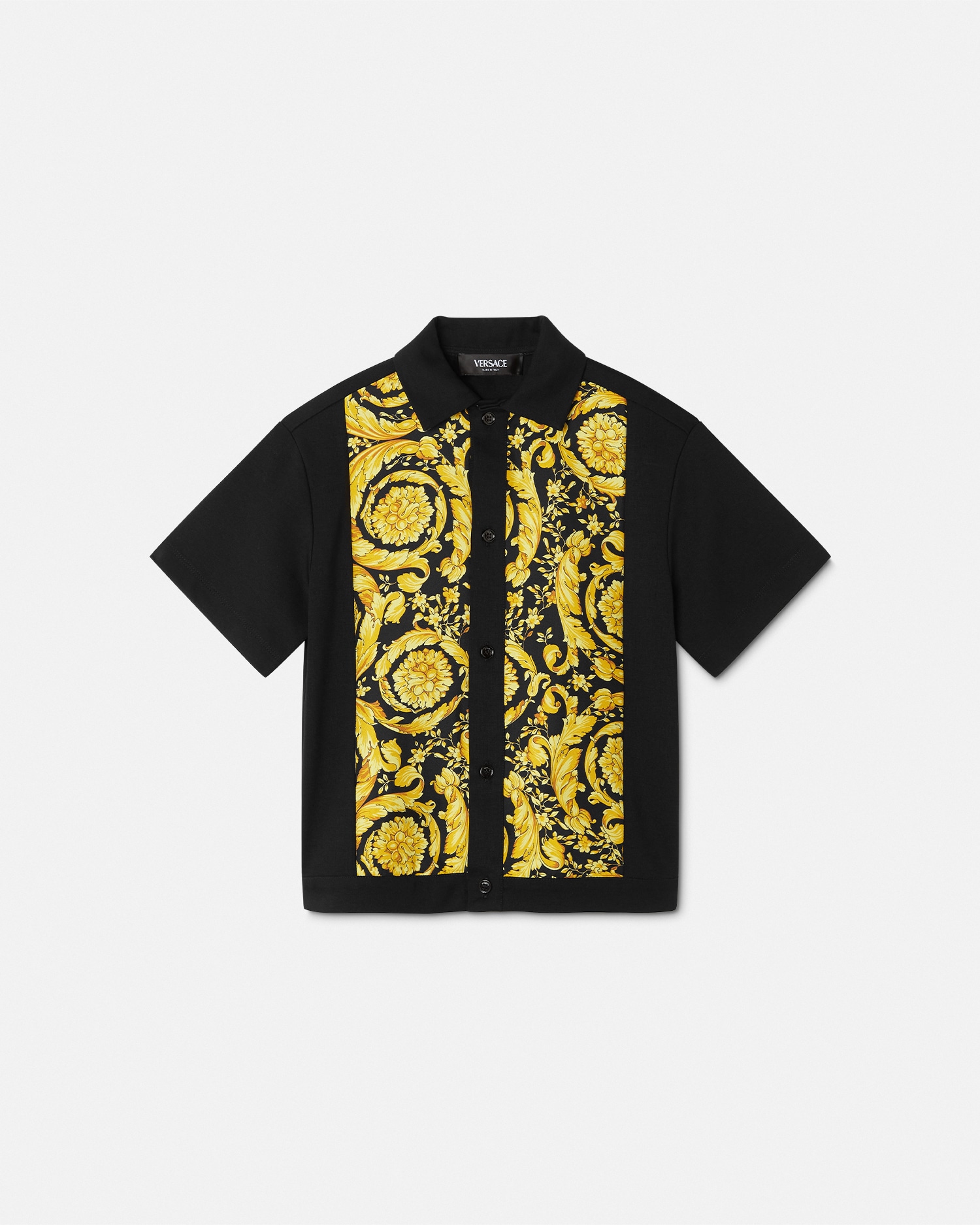 Versace Barocco Kids Overshirt In Black