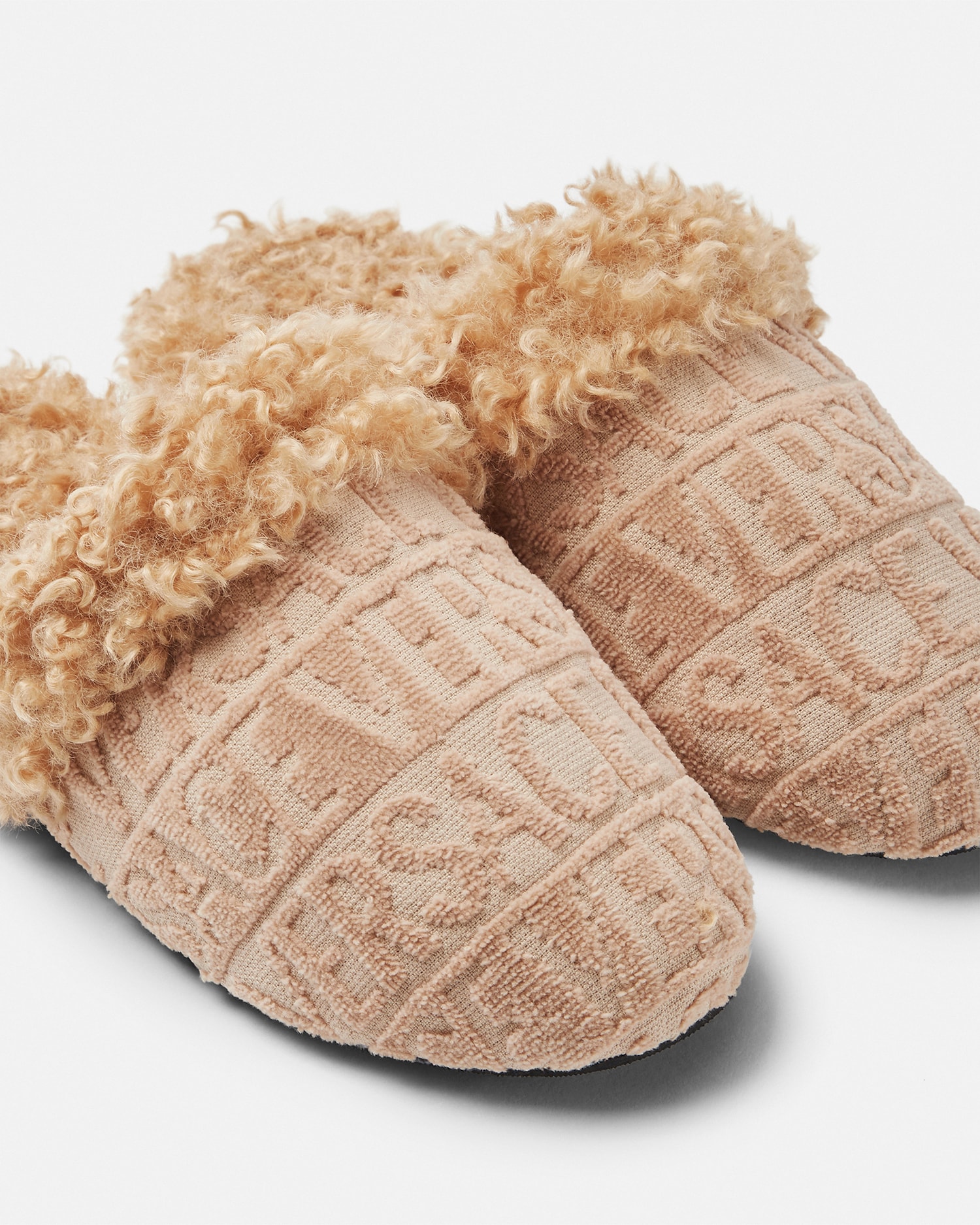 Versace Allover Faux-Fur Slippers