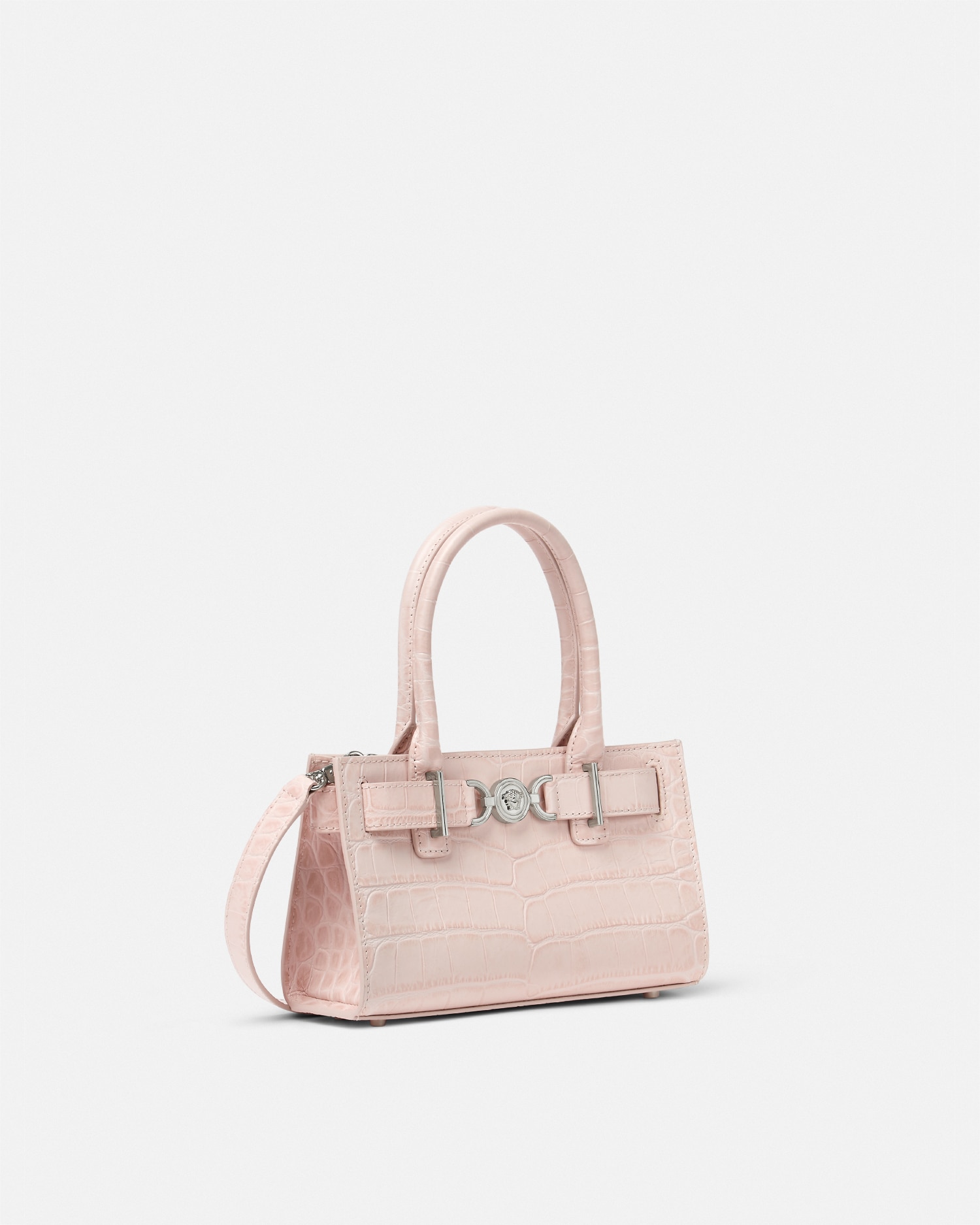 Shop Versace Croc-effect Medusa '95 Small Tote Bag In Light Pink