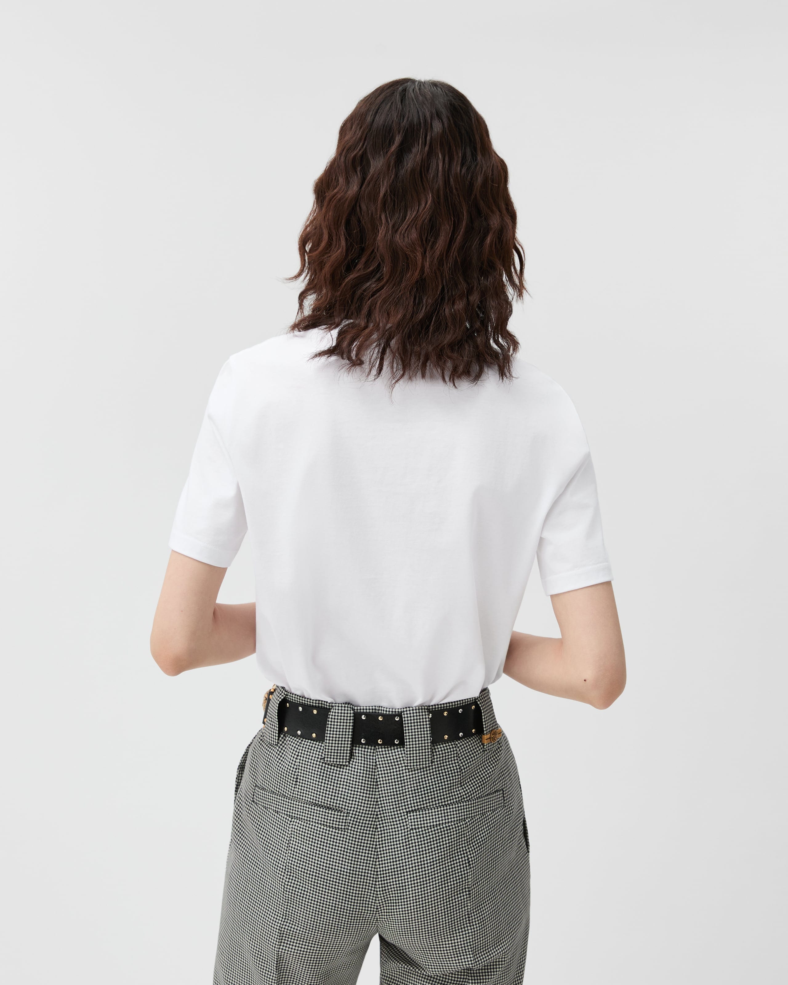 Embroidered Cotton-Jersey T-Shirt White | VERSACE US