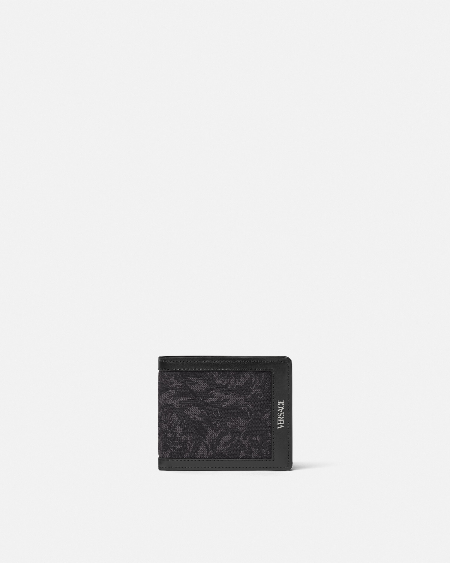 Versace Barocco Jacquard Bifold Wallet In Black+print