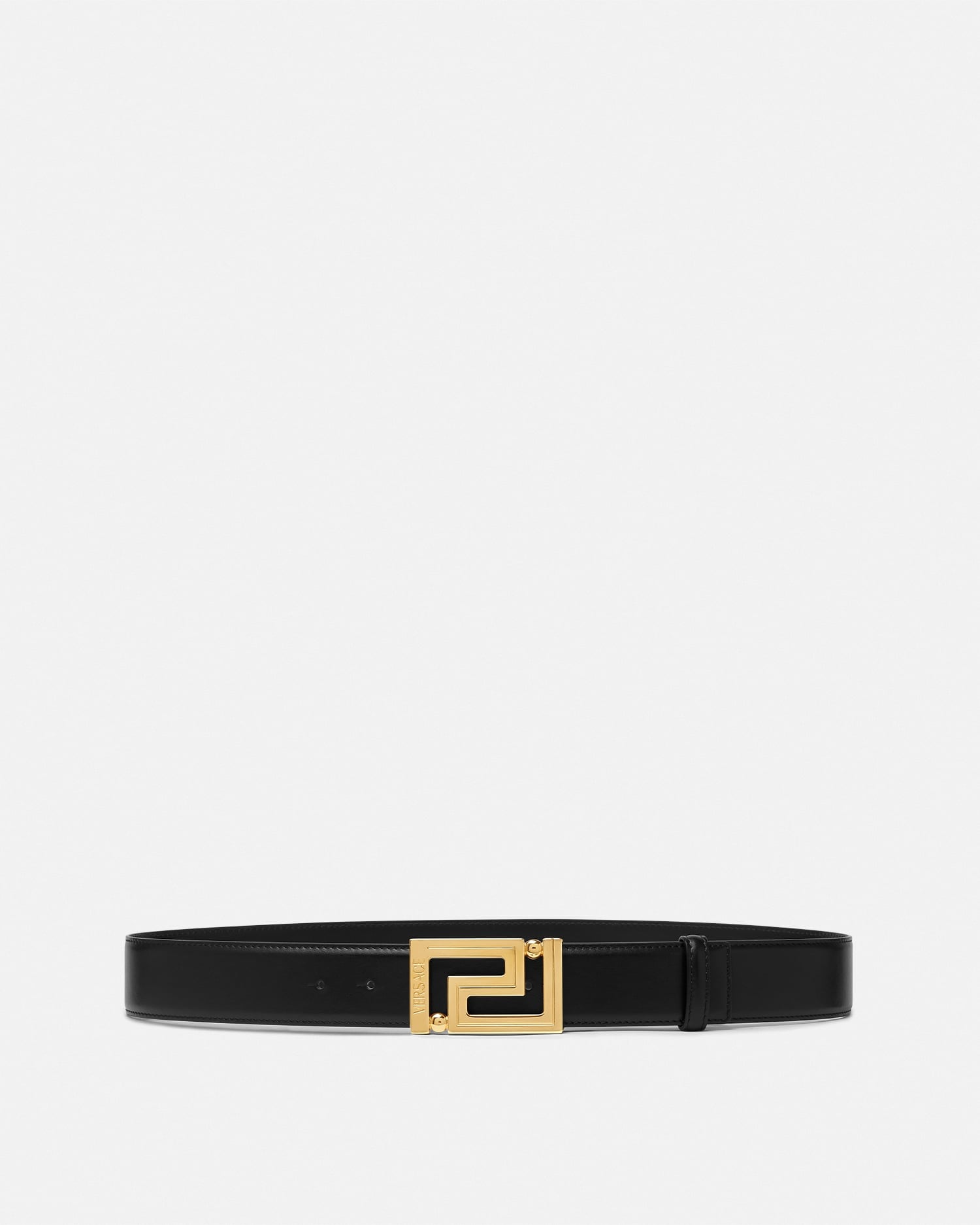 Versace Greca Nylon Canvas Silver Belt Black Greca Leather Belt 3 cm Black,Gold | VERSACE US main image 2