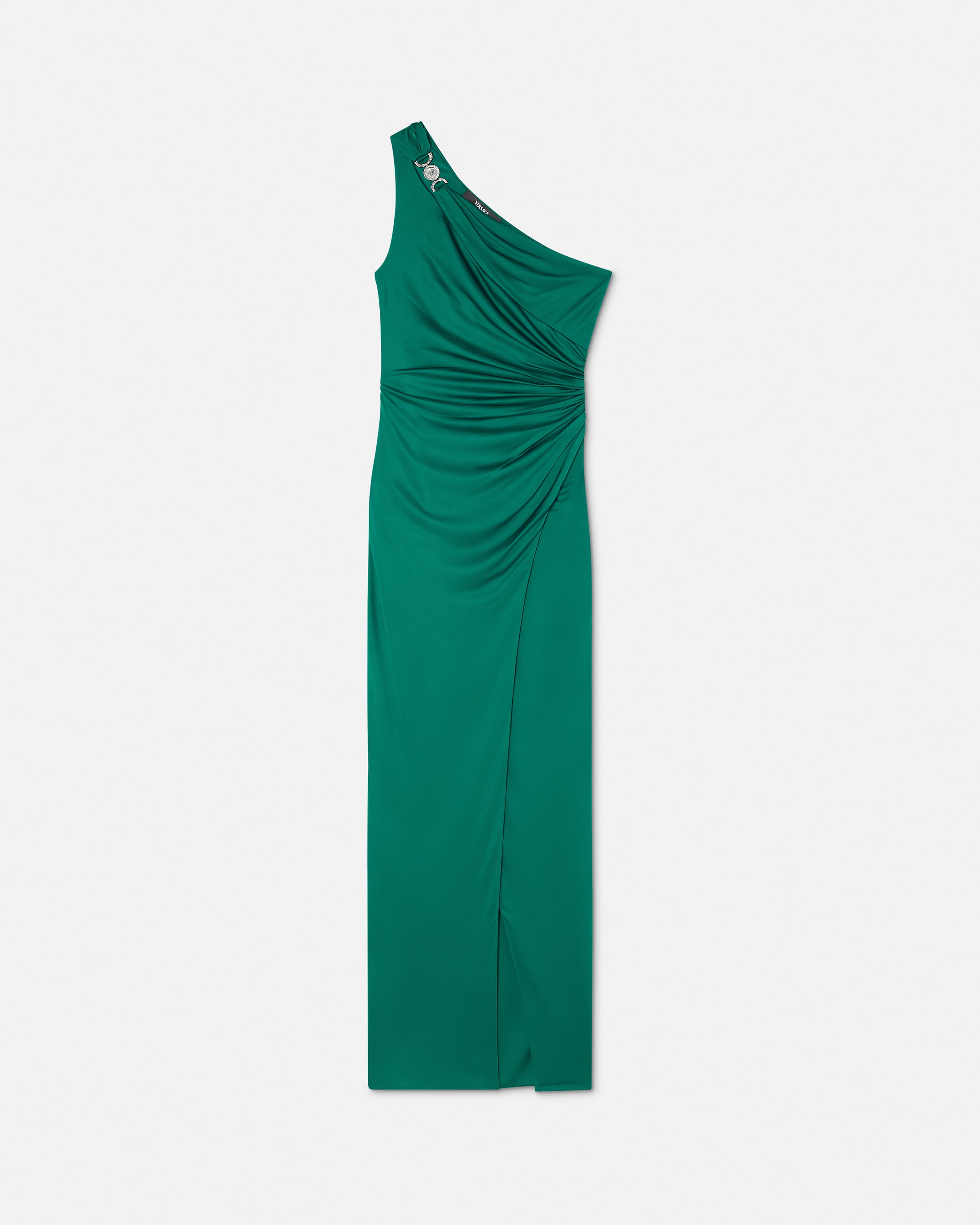 Versace Viscose-jersey Draped Gown In Green