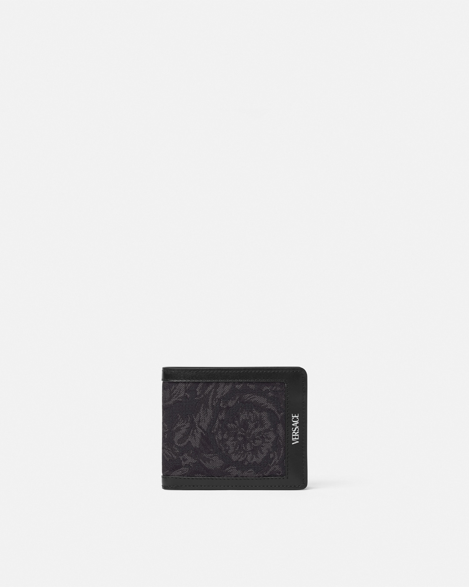 Versace Barocco Jacquard Wallet In Black+print