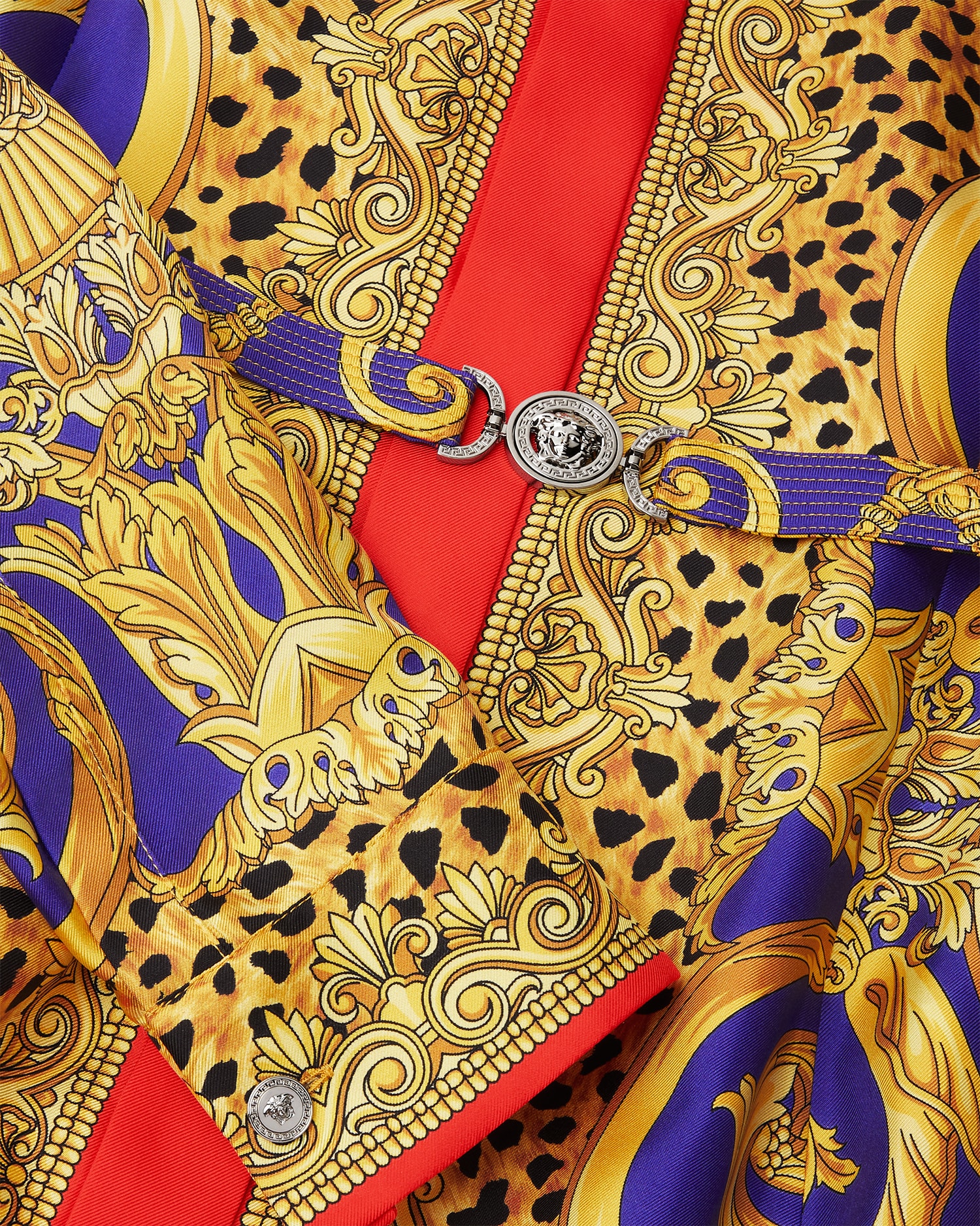 Cheetah Barocco Silk Mini Shirt Dress