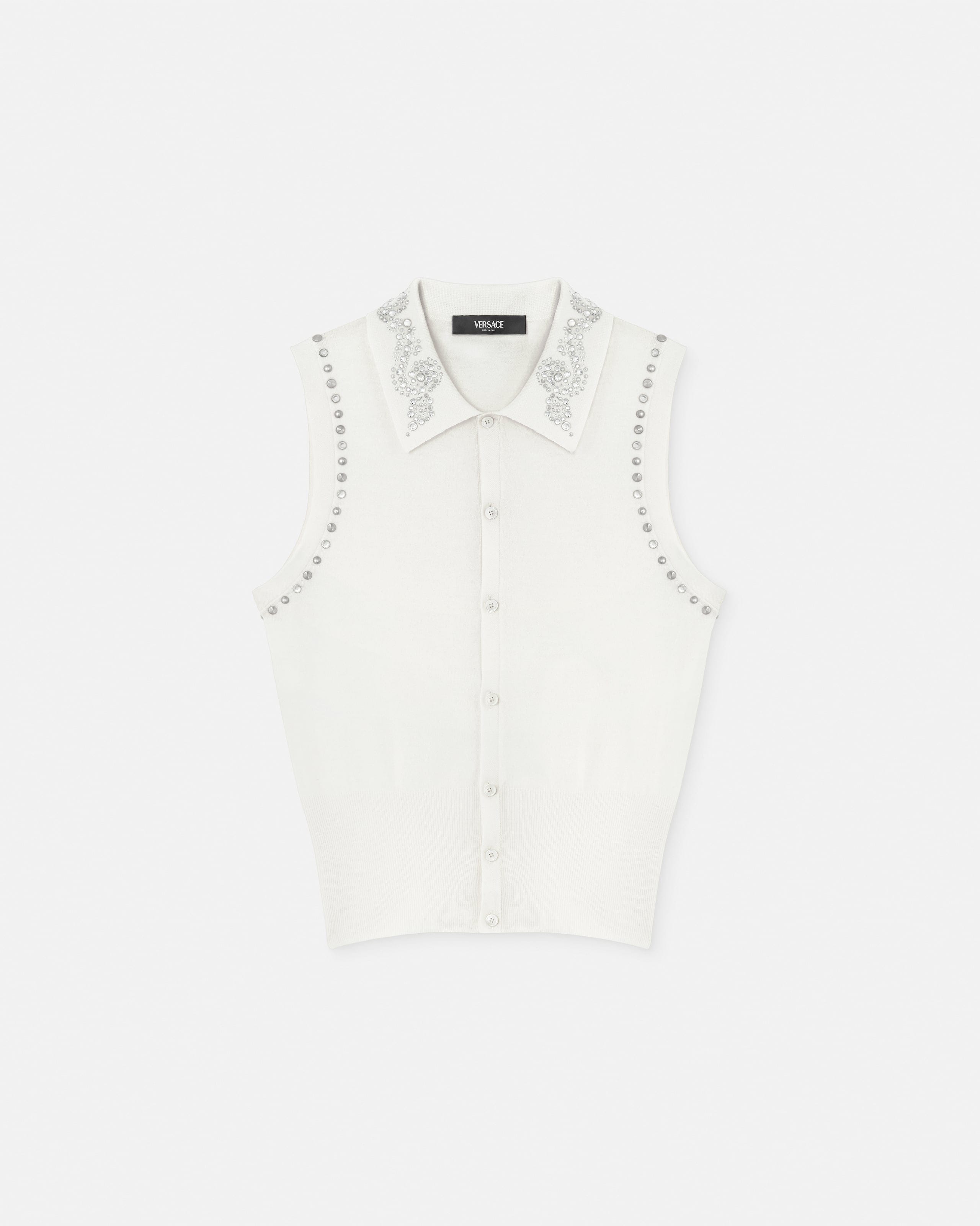 Versace Débardeur En Cachemire Mélangé À Ornements In White