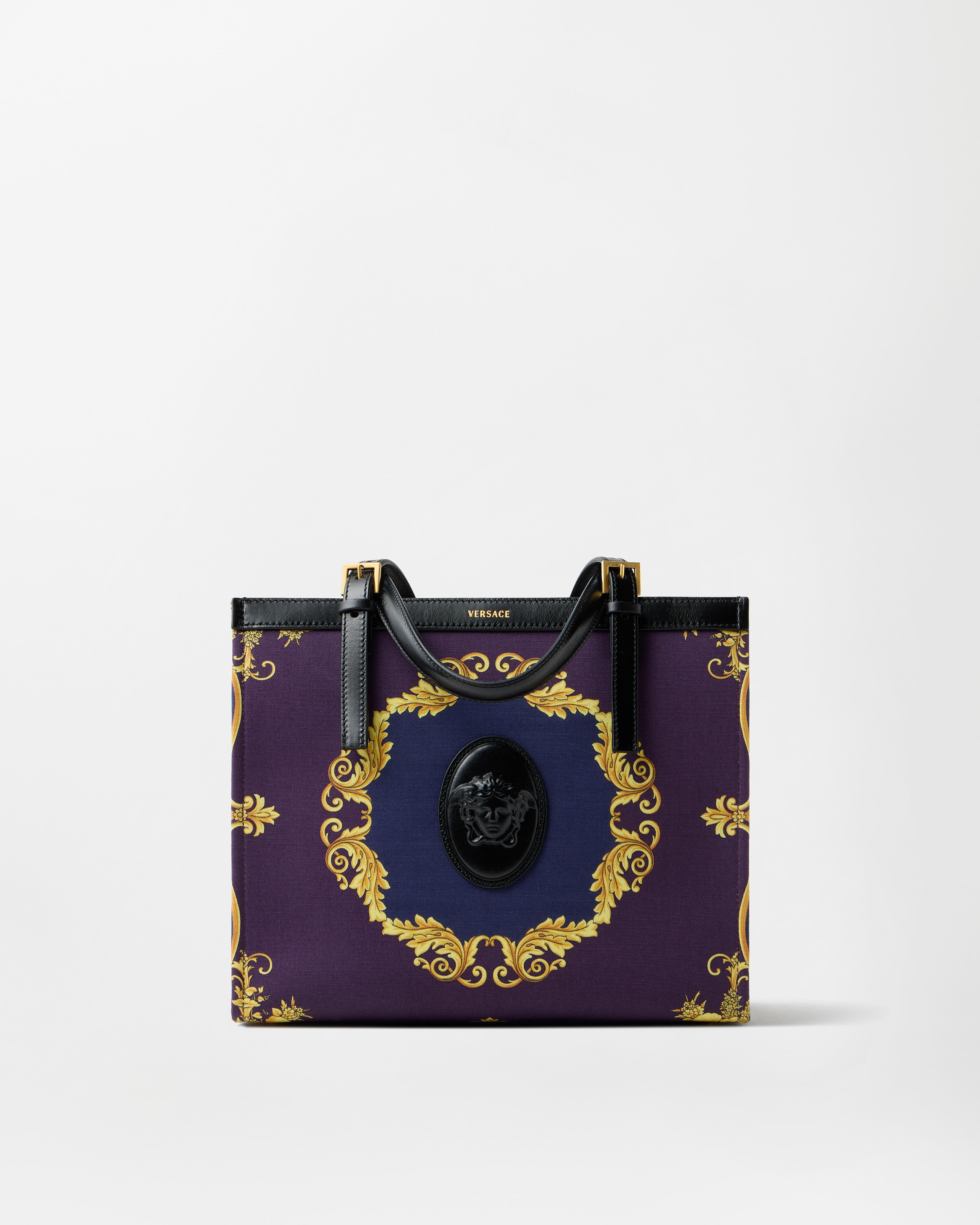 Versace Rivière Printed Canvas Tote In Multicolor