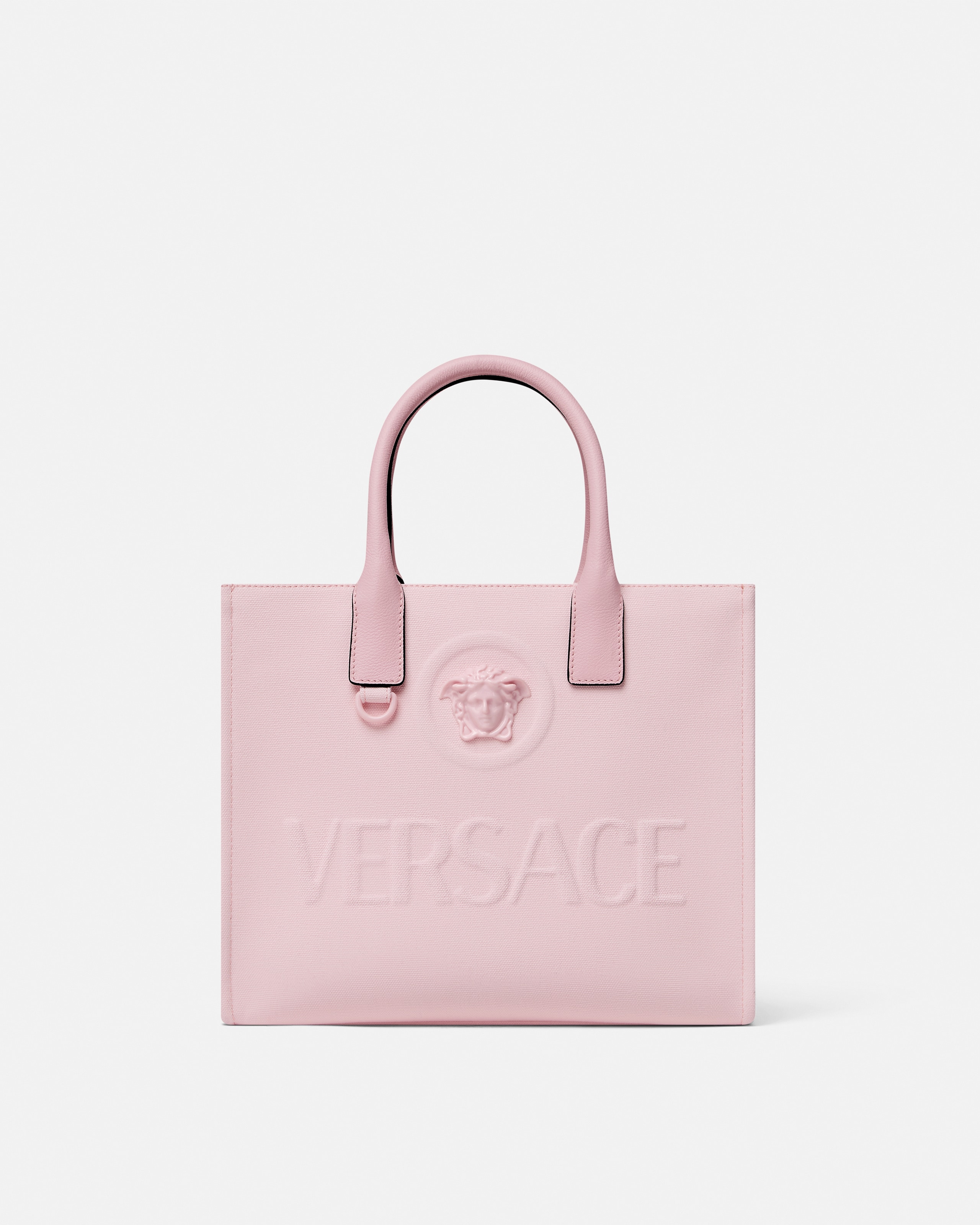 Versace La Medusa Small Canvas Tote In Pink
