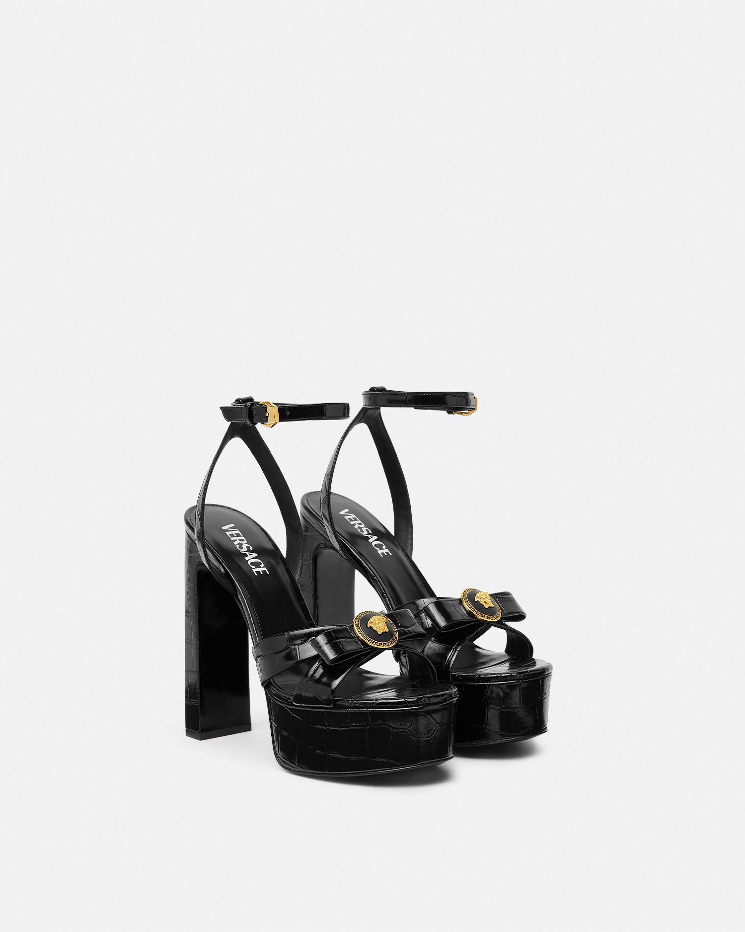 Croc-Effect Gianni Ribbon Sandals 140 mm