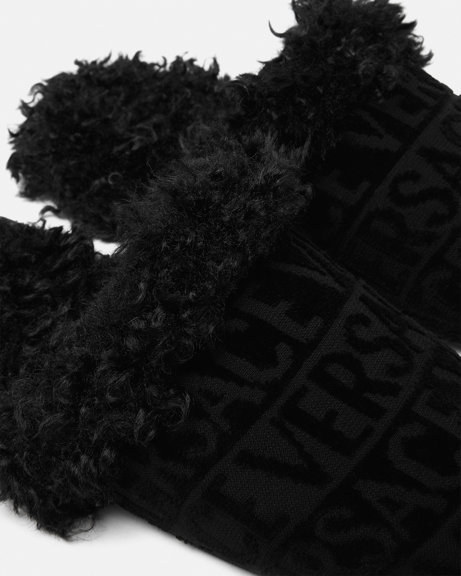 Versace Allover Faux-Fur Slippers