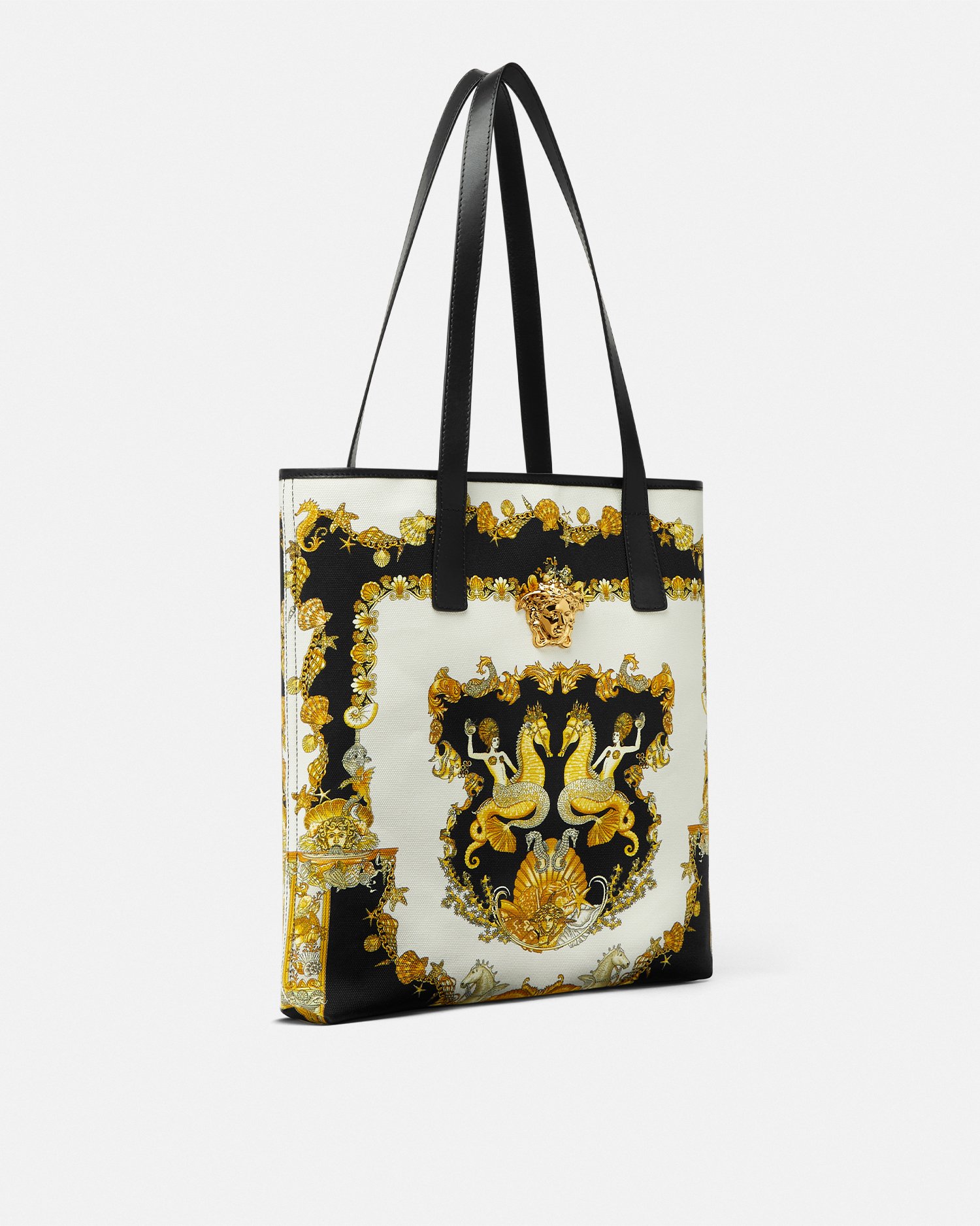 Versace Coral Theatre La Medusa Canvas Tote Bag