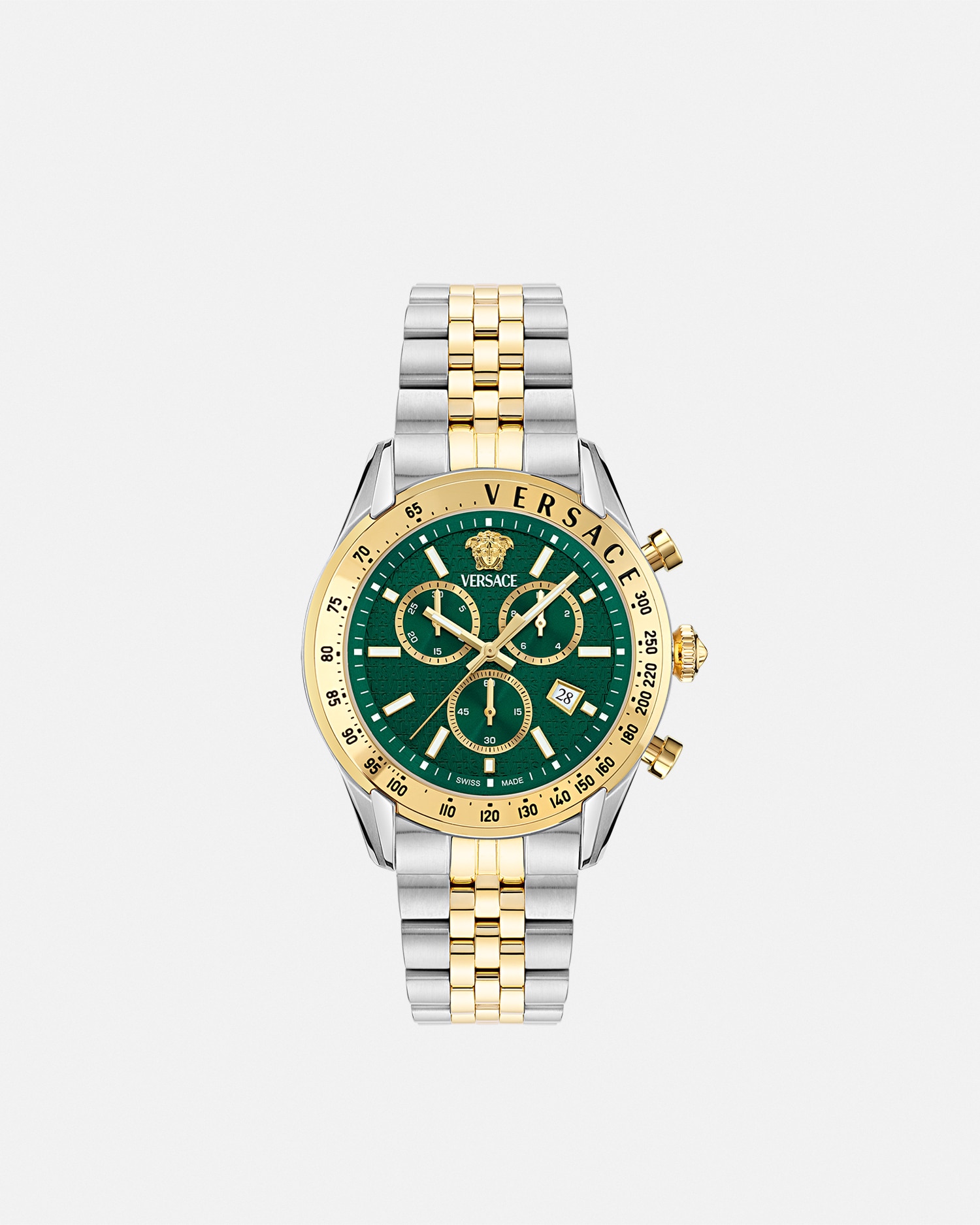 Versace Chrono Master Watch In Green+gold